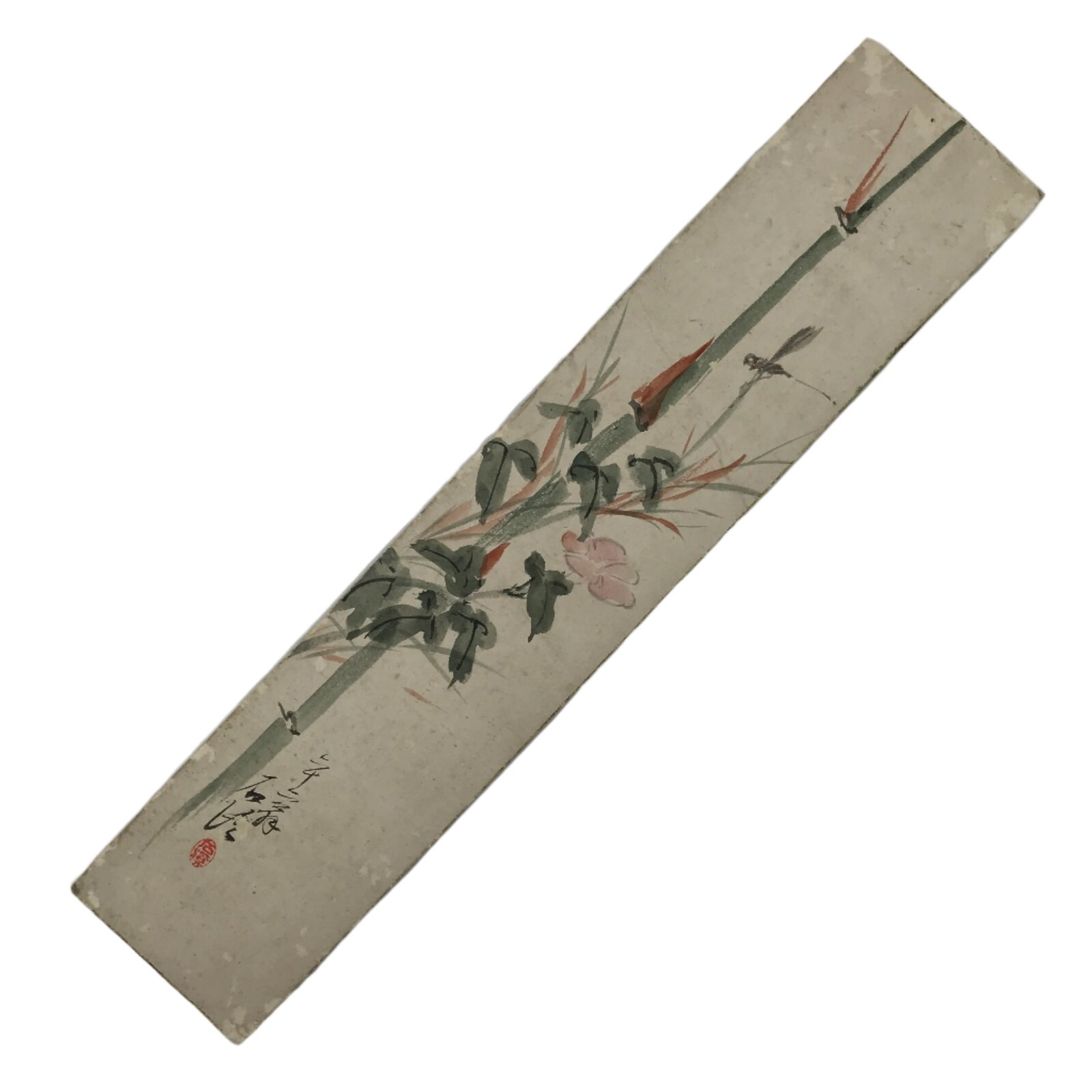 Japanese Tanzaku Shikishi Art Board Bamboo Pink Flower Morning Glory A733