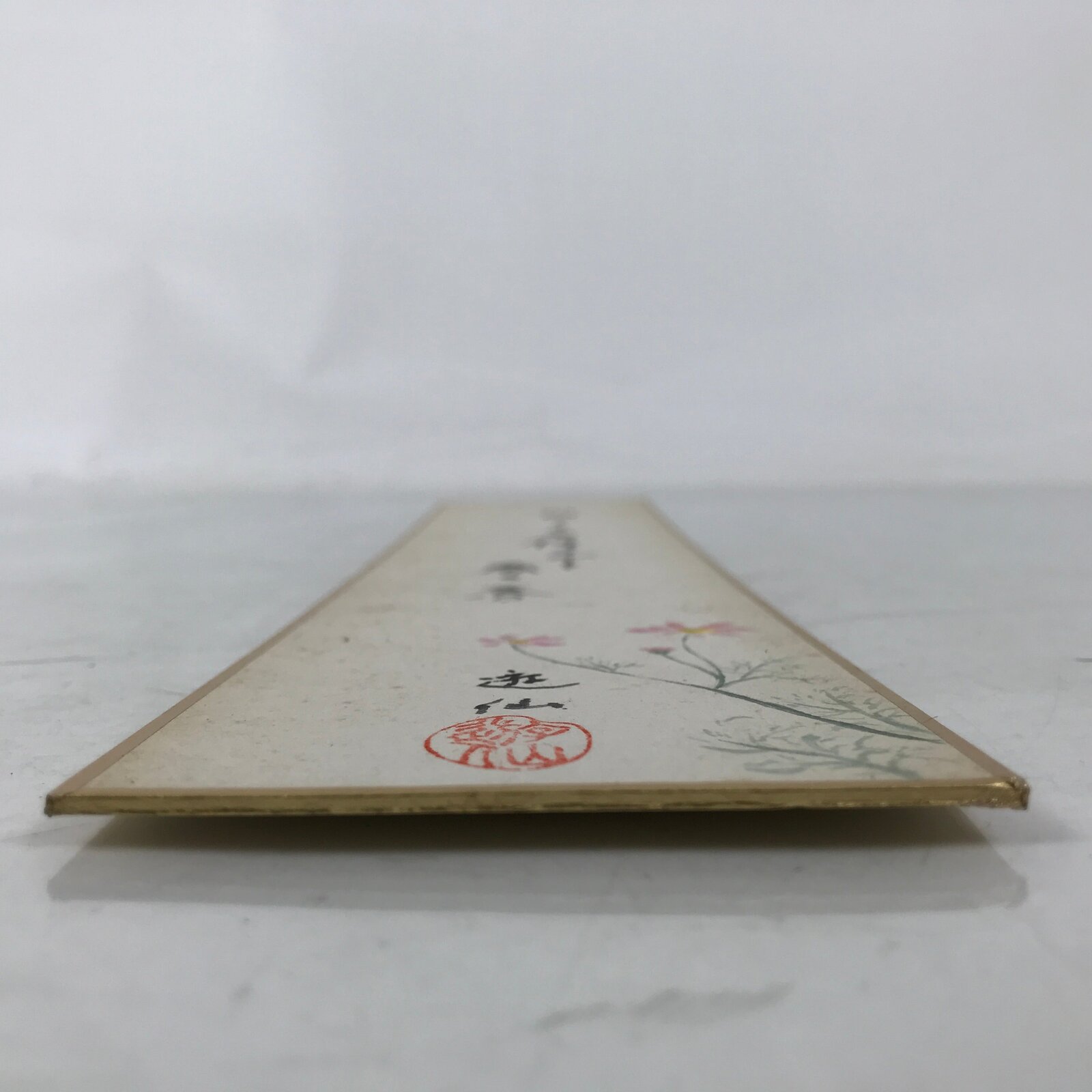 Japanese Tanzaku Shikishi Art Board Calligraphy Poem Autumn Cosmos Flower A754