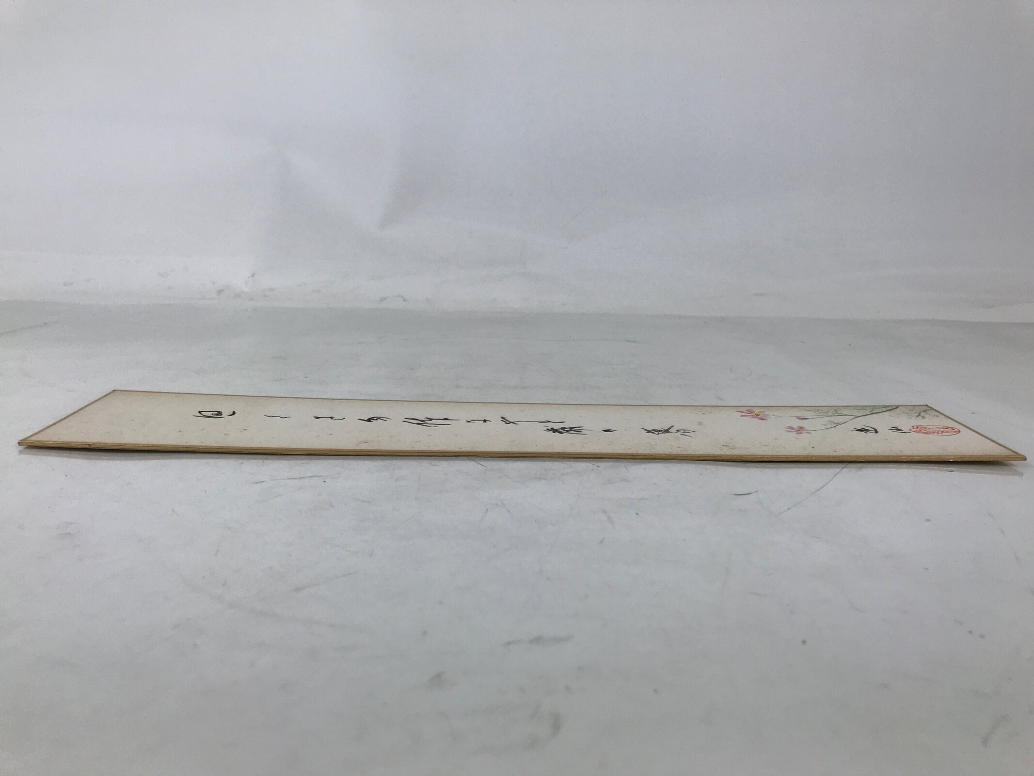 Japanese Tanzaku Shikishi Art Board Calligraphy Poem Autumn Cosmos Flower A754