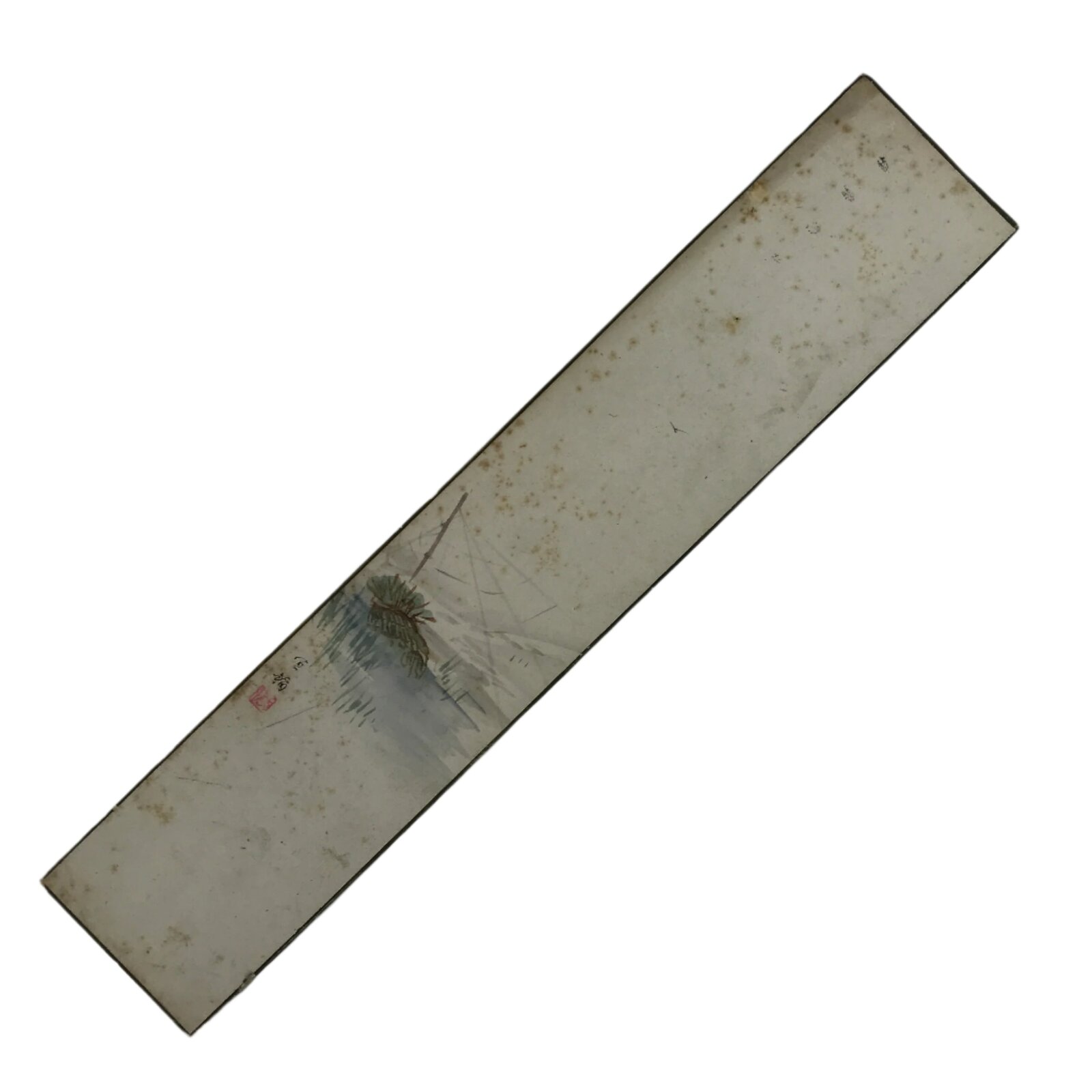 Japanese Tanzaku Shikishi Art Board Painting Fishing Net Pond Color Blue A730