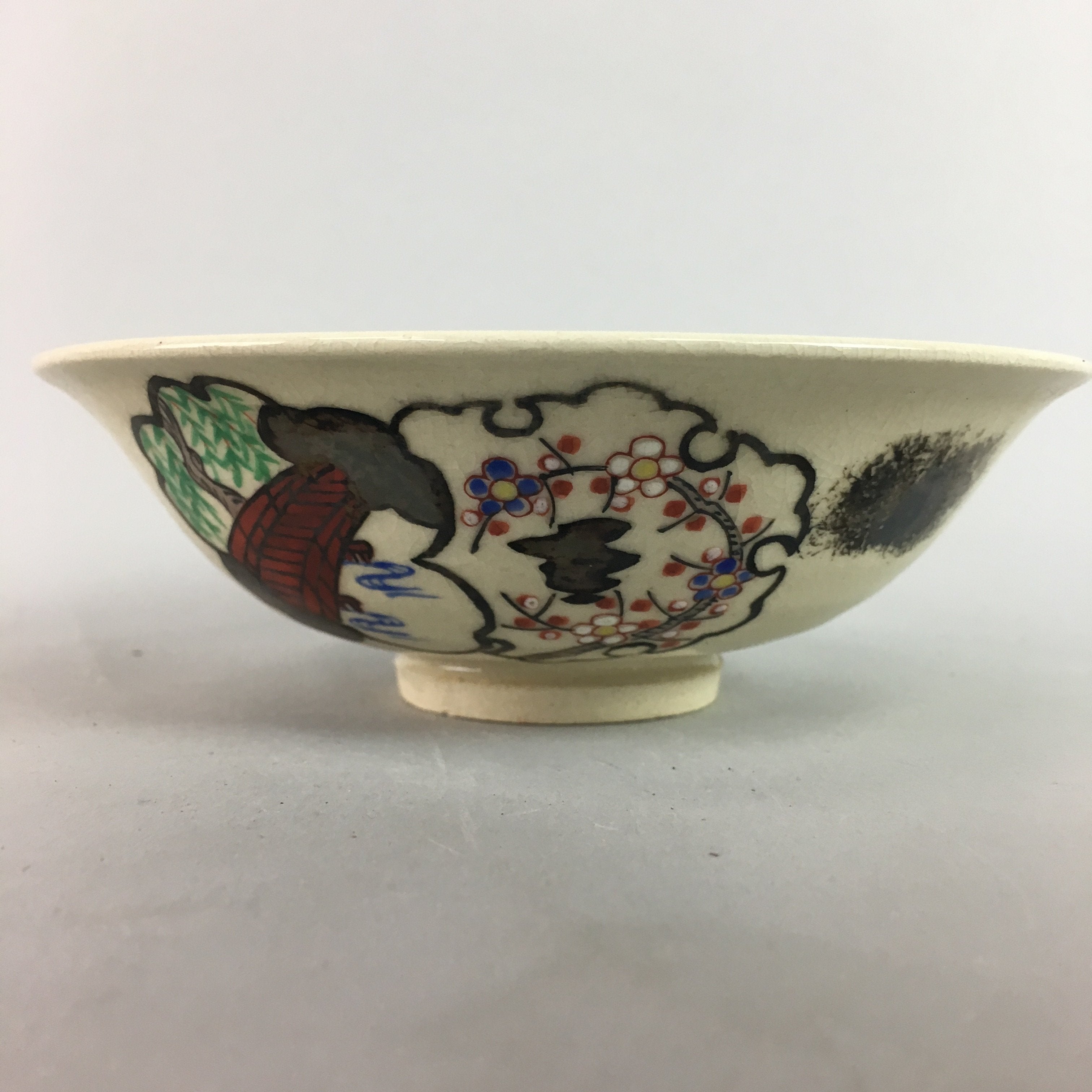 Japanese Tea Ceremony Bowl Ceramic Summer Chawan Vtg Pottery Shallow GTB497