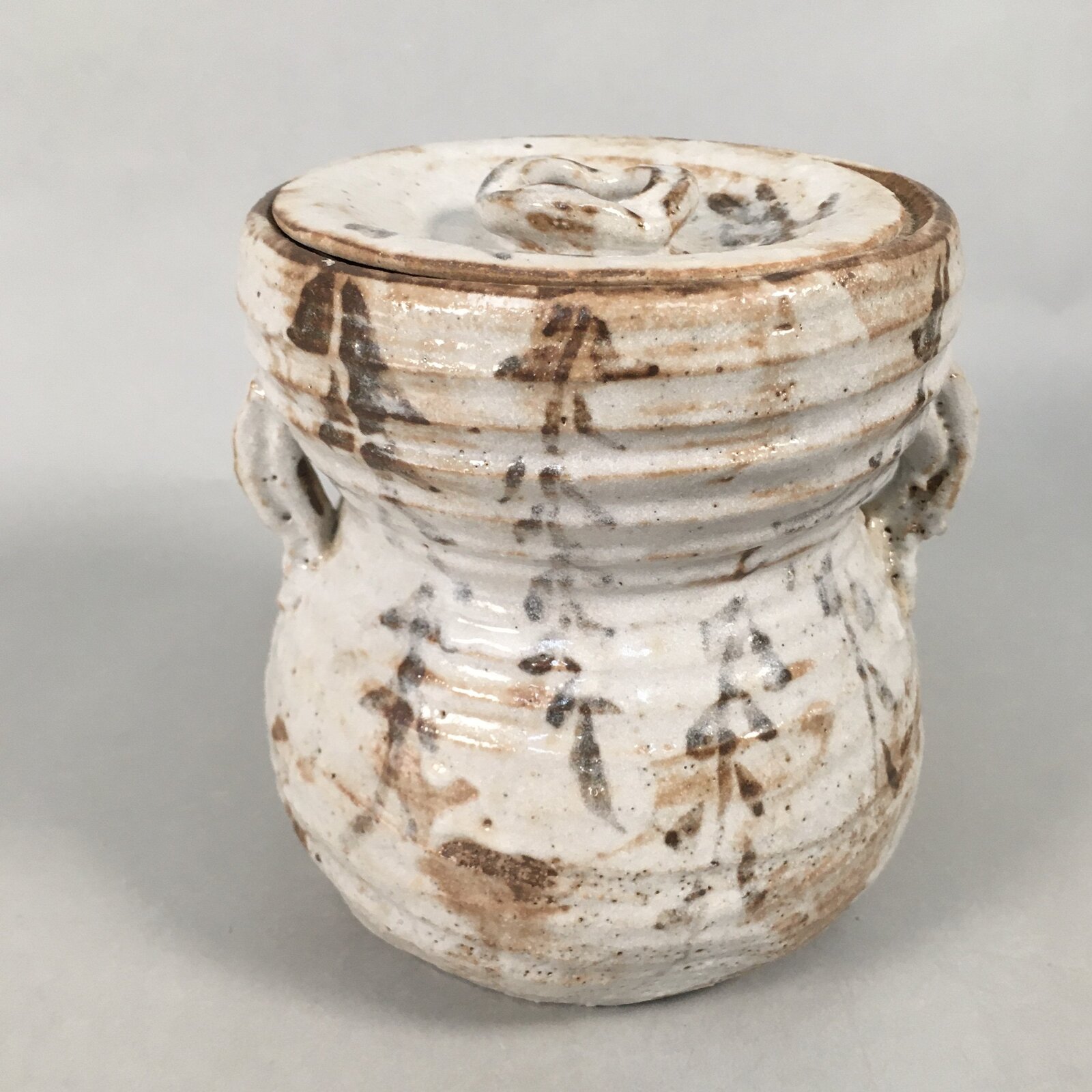 Japanese Tea Ceremony Ceramic Lidded Water Pot Mizusashi Vtg Pottery MS42