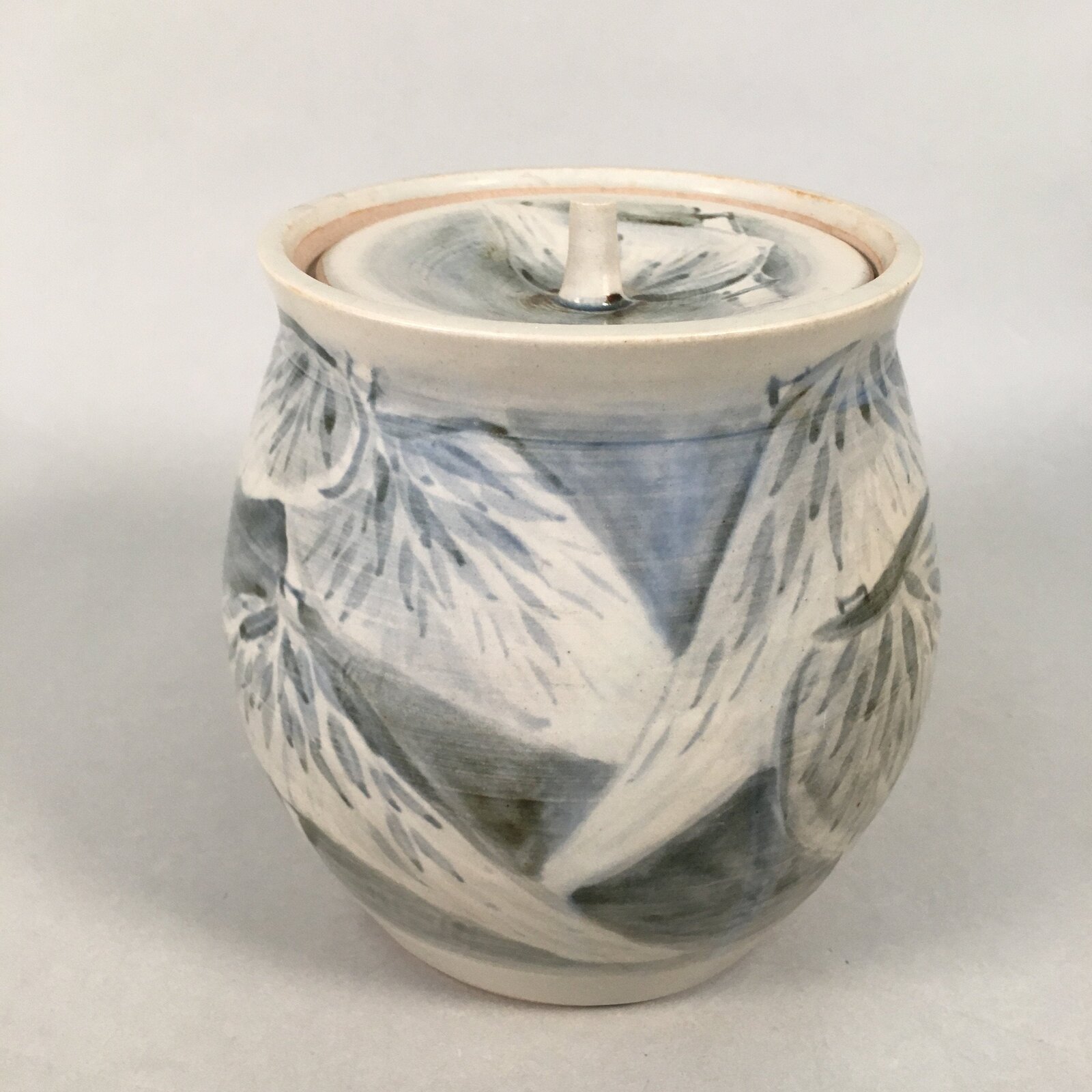 Japanese Tea Ceremony Ceramic Lidded Water Pot Mizusashi Vtg Pottery MS44