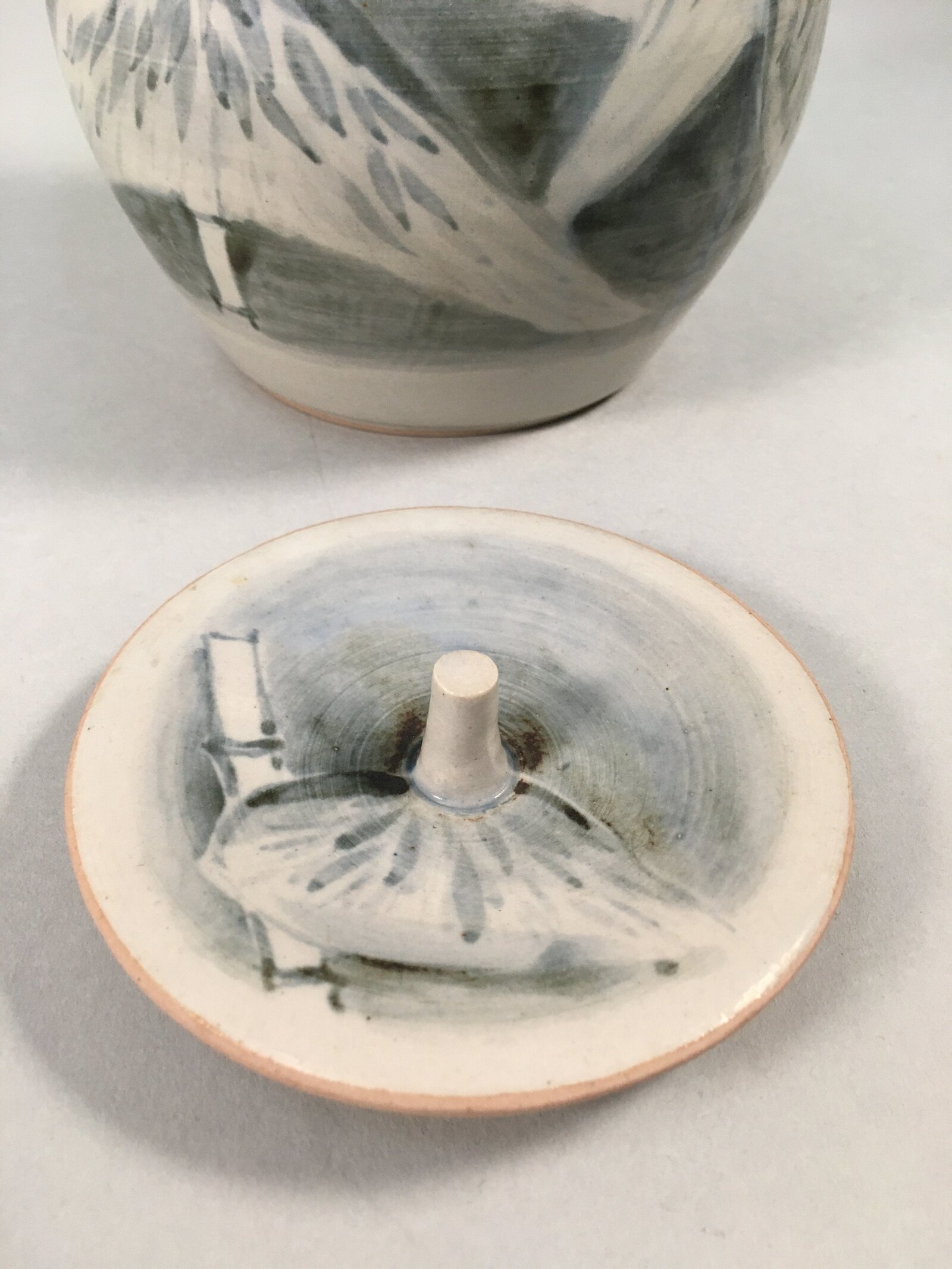 Japanese Tea Ceremony Ceramic Lidded Water Pot Mizusashi Vtg Pottery MS44