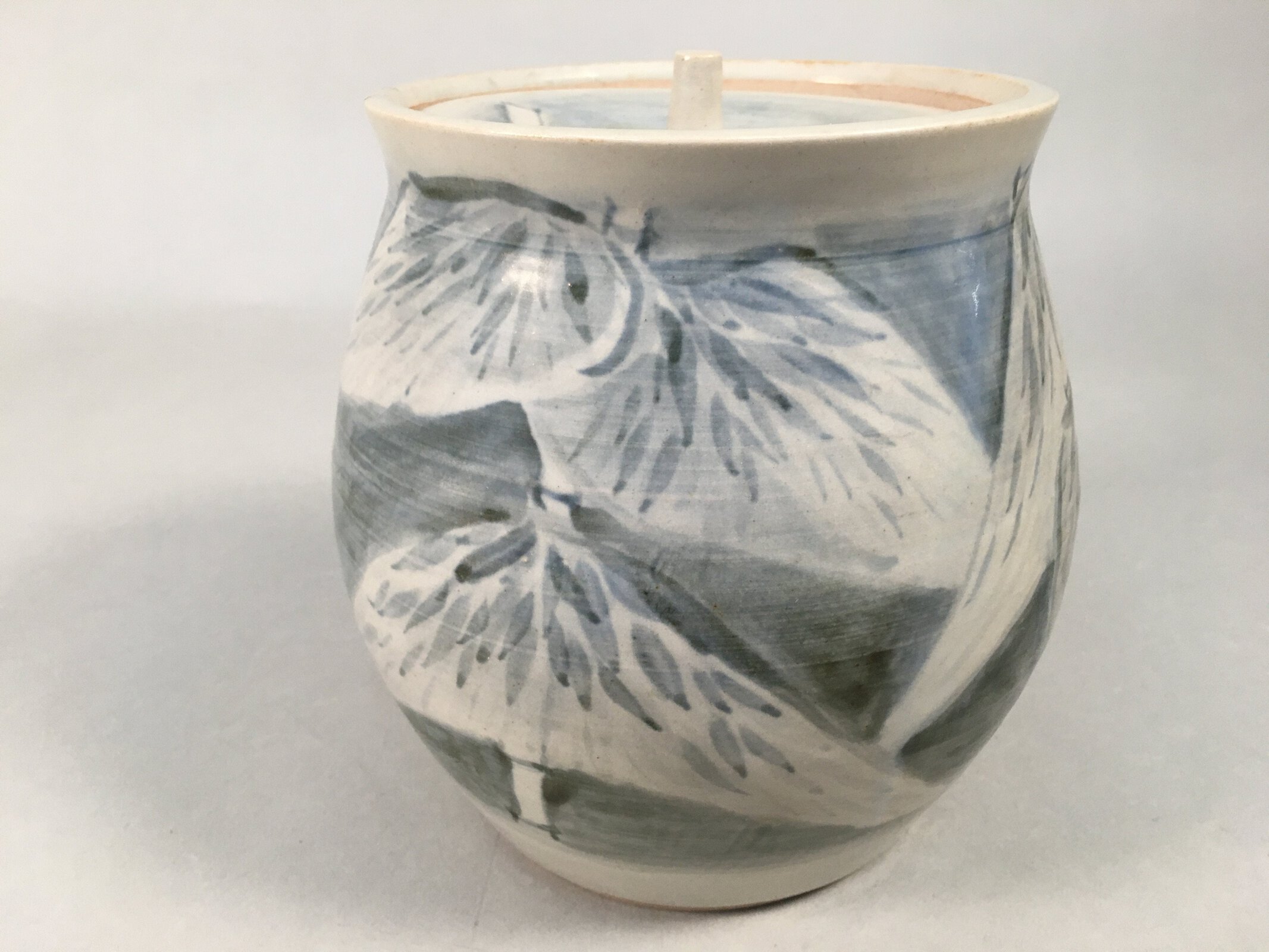 Japanese Tea Ceremony Ceramic Lidded Water Pot Mizusashi Vtg Pottery MS44