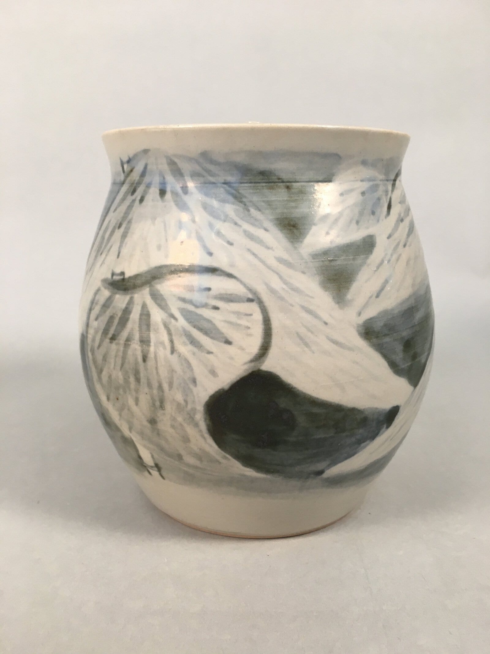 Japanese Tea Ceremony Ceramic Lidded Water Pot Mizusashi Vtg Pottery MS44