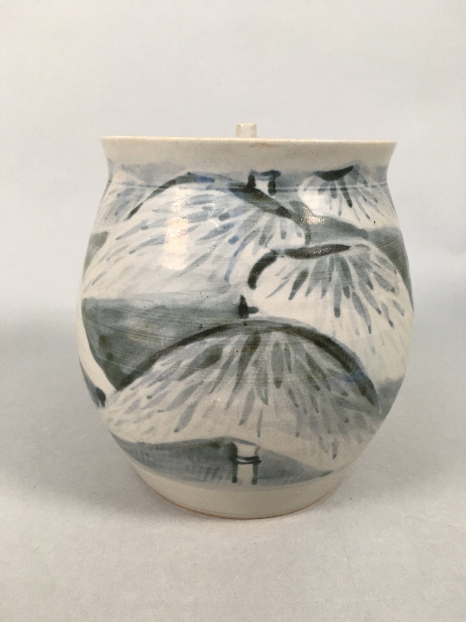 Japanese Tea Ceremony Ceramic Lidded Water Pot Mizusashi Vtg Pottery MS44