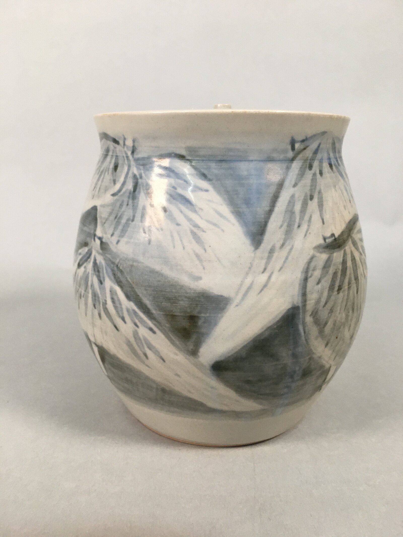 Japanese Tea Ceremony Ceramic Lidded Water Pot Mizusashi Vtg Pottery MS44