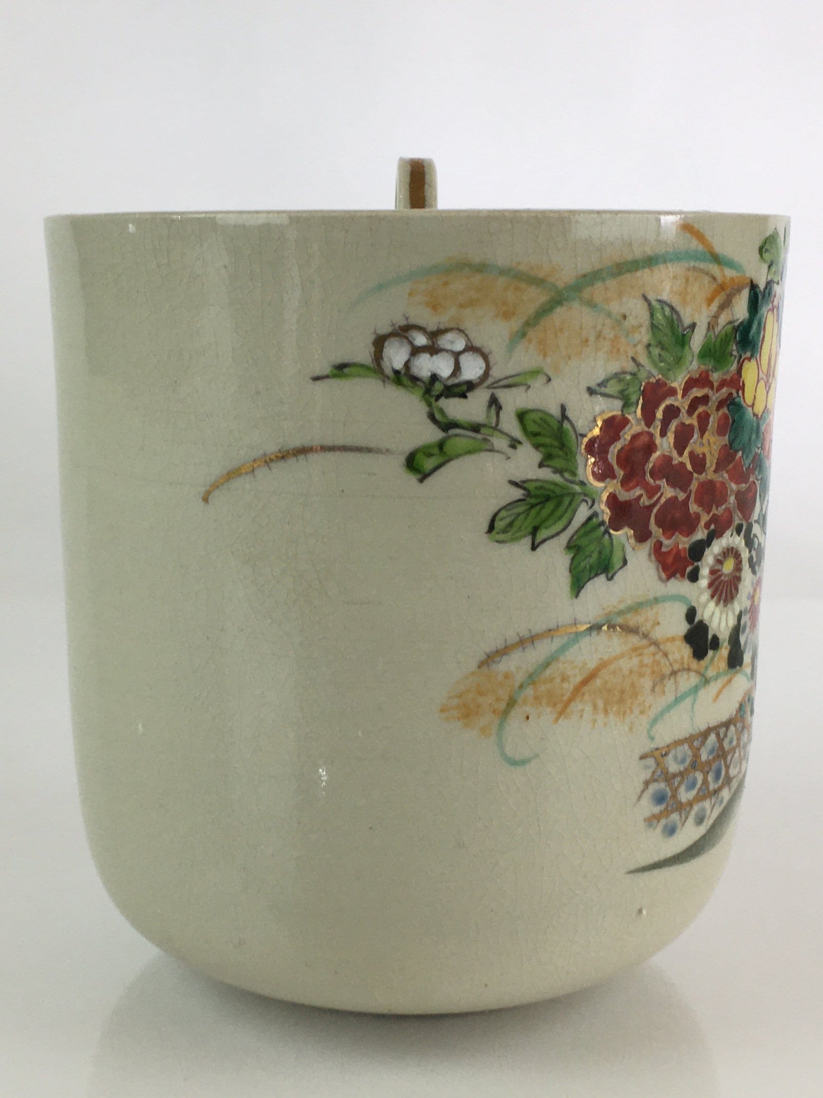 Japanese Tea Ceremony Ceramic Lidded Water Pot Mizusashi Vtg Pottery MS51