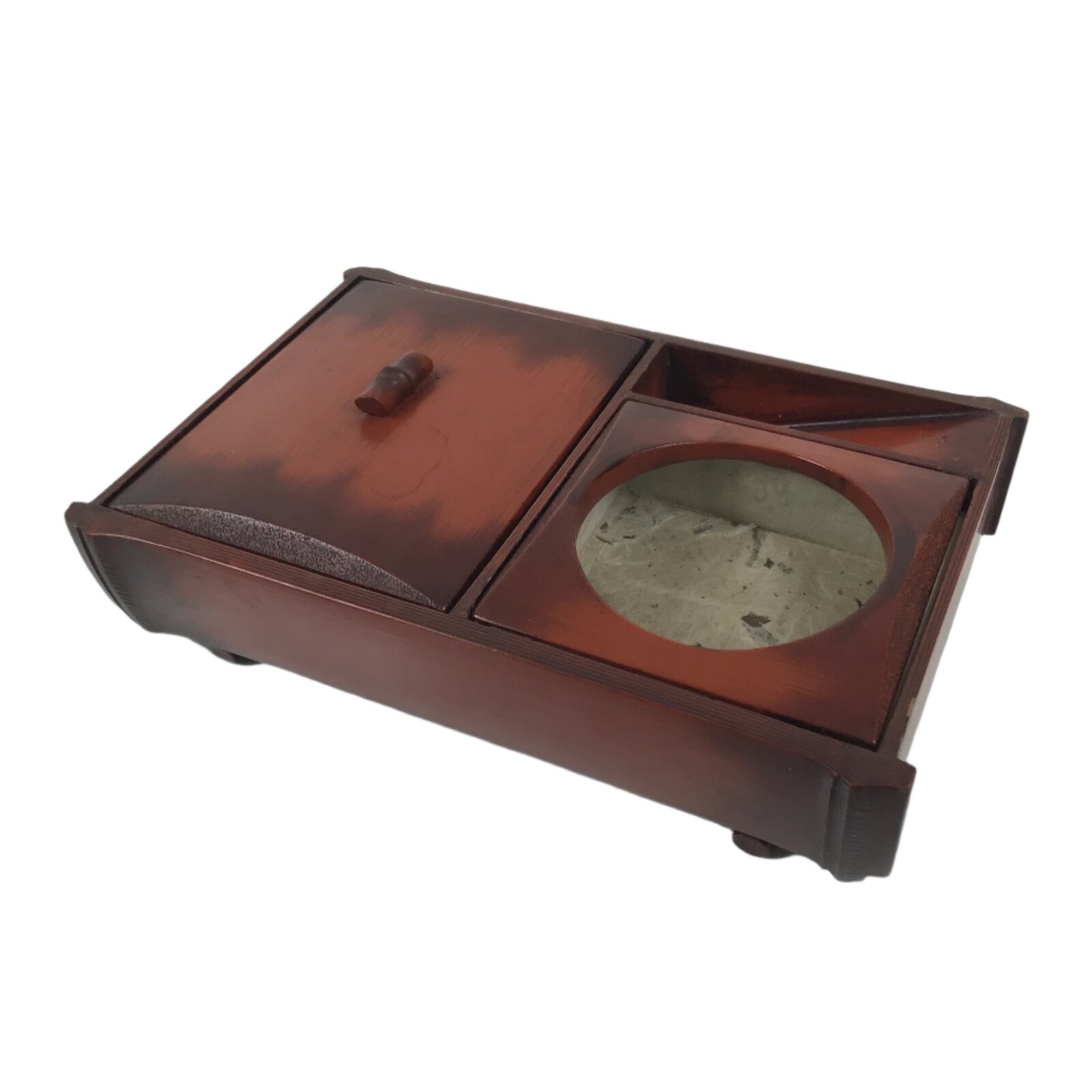 Japanese Tobacco Bon Vtg Wood Smoking Tray Container Tea Ceremony Brown L484