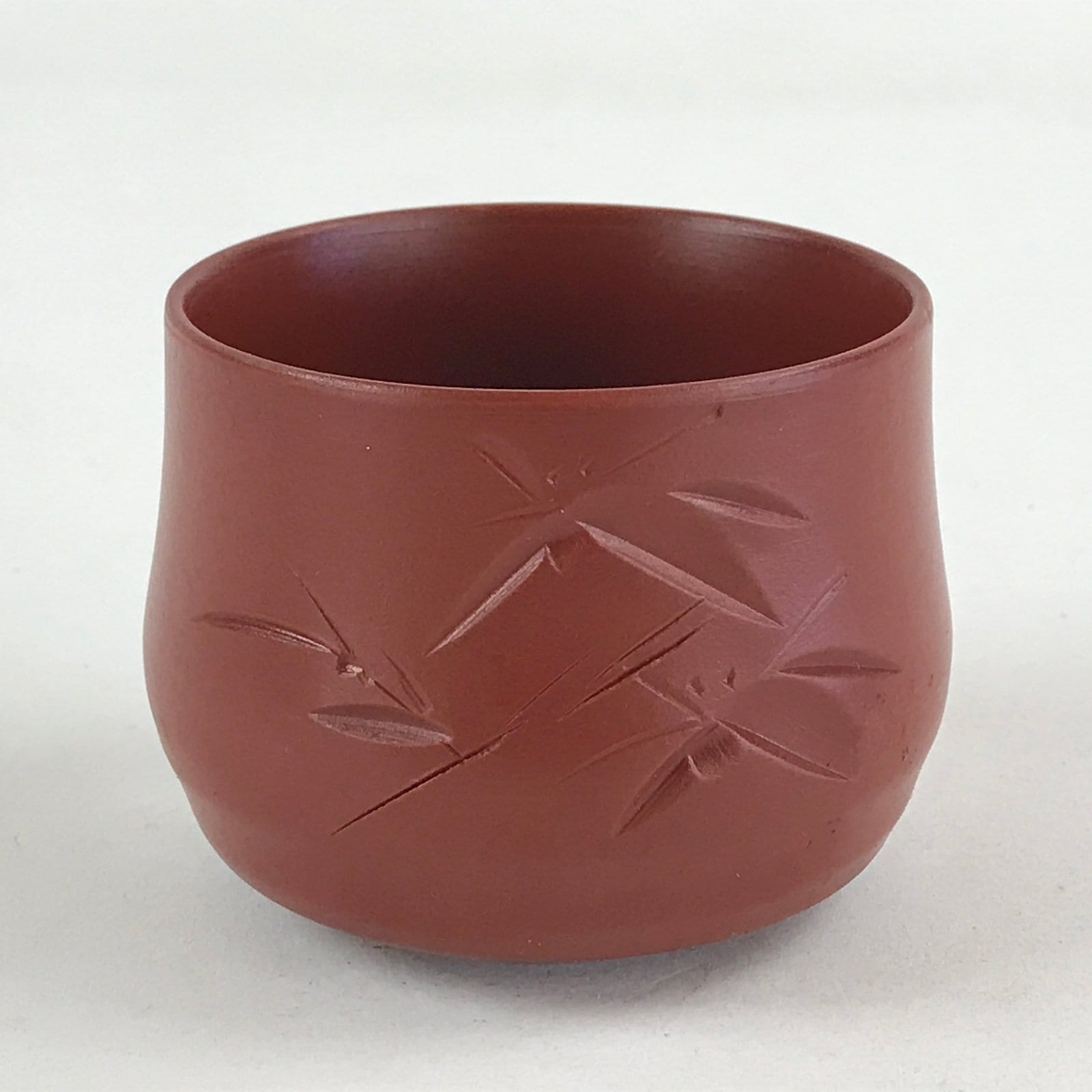 Japanese Tokoname Ware Ceramic Teacup Vtg Pottery Yunomi Brown Bamboo TC376