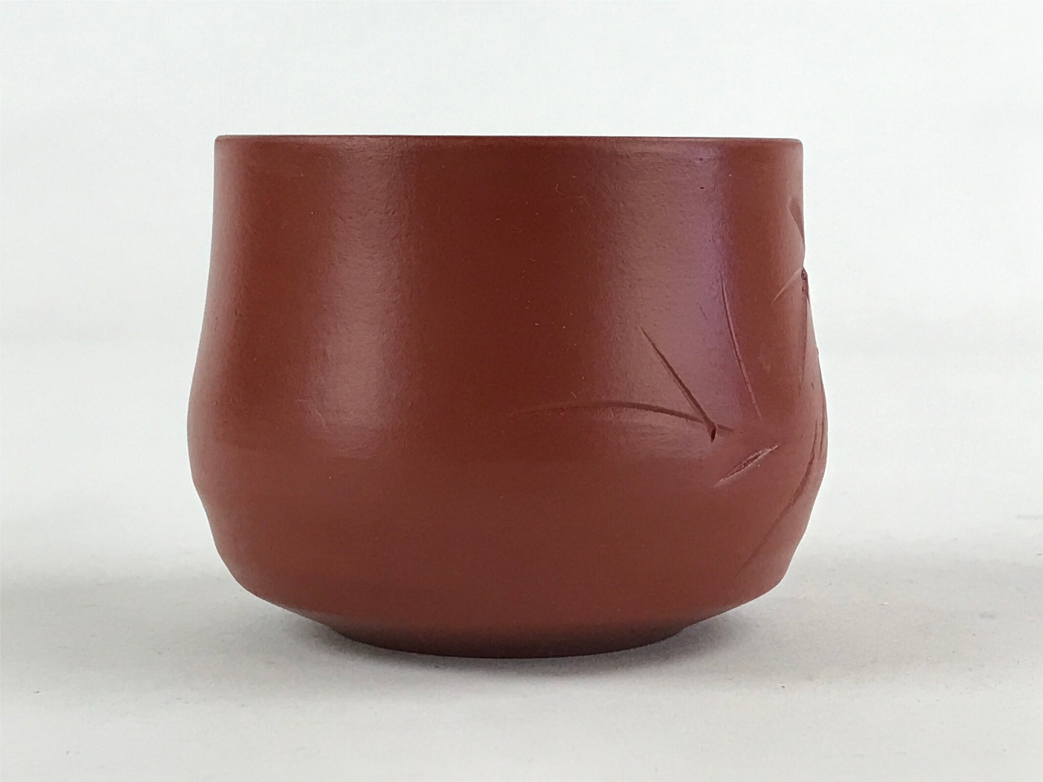 Japanese Tokoname Ware Ceramic Teacup Vtg Pottery Yunomi Brown Bamboo TC377