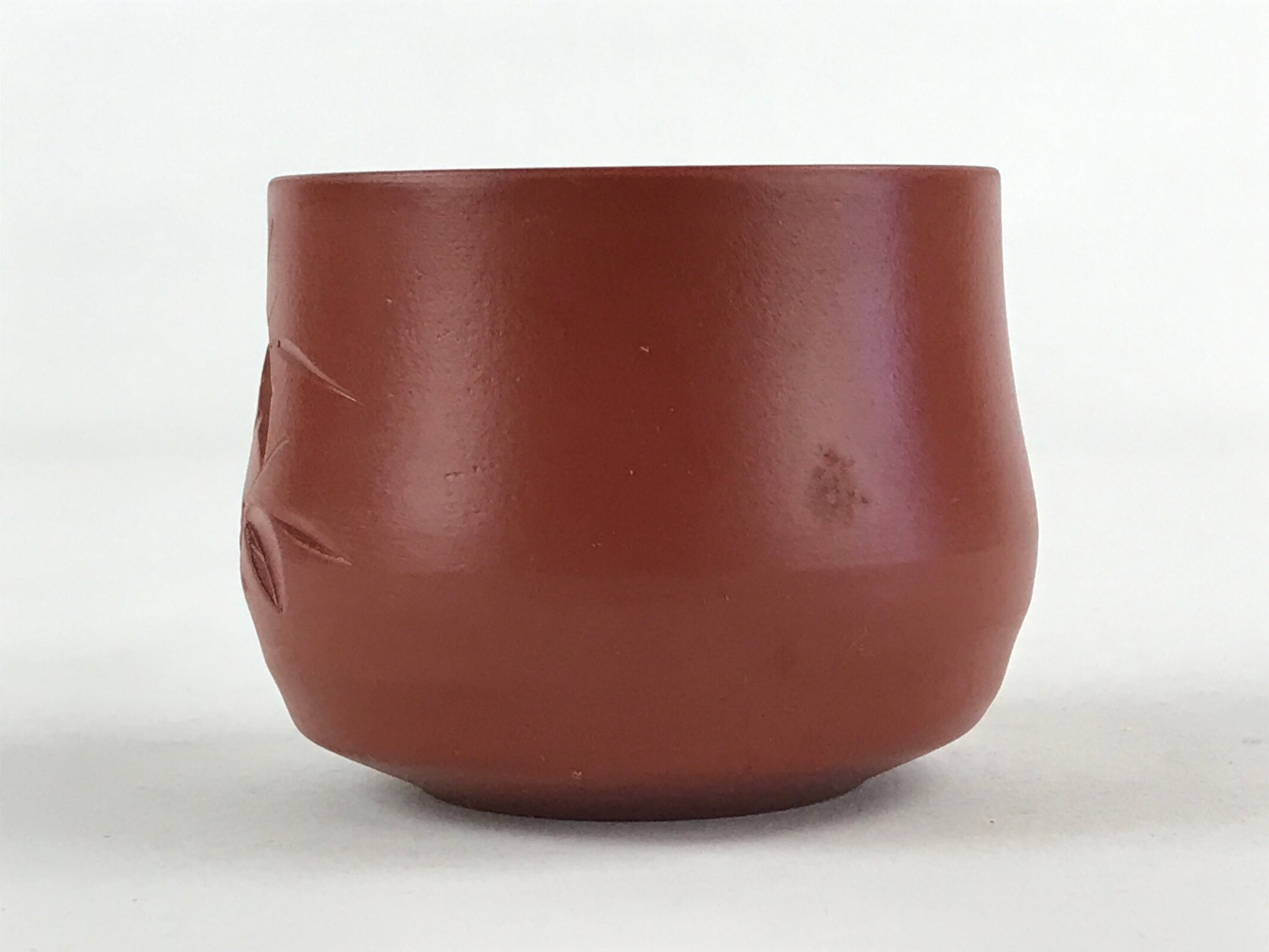 Japanese Tokoname Ware Ceramic Teacup Vtg Pottery Yunomi Brown Bamboo TC377