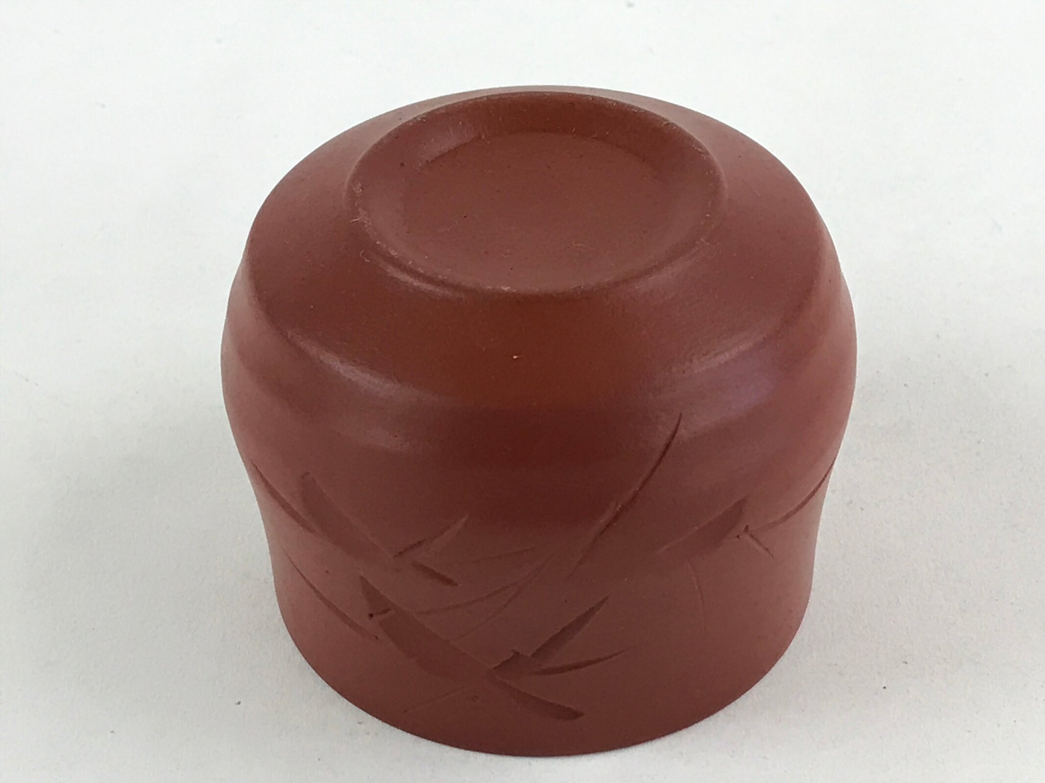 Japanese Tokoname Ware Ceramic Teacup Vtg Pottery Yunomi Brown Bamboo TC377