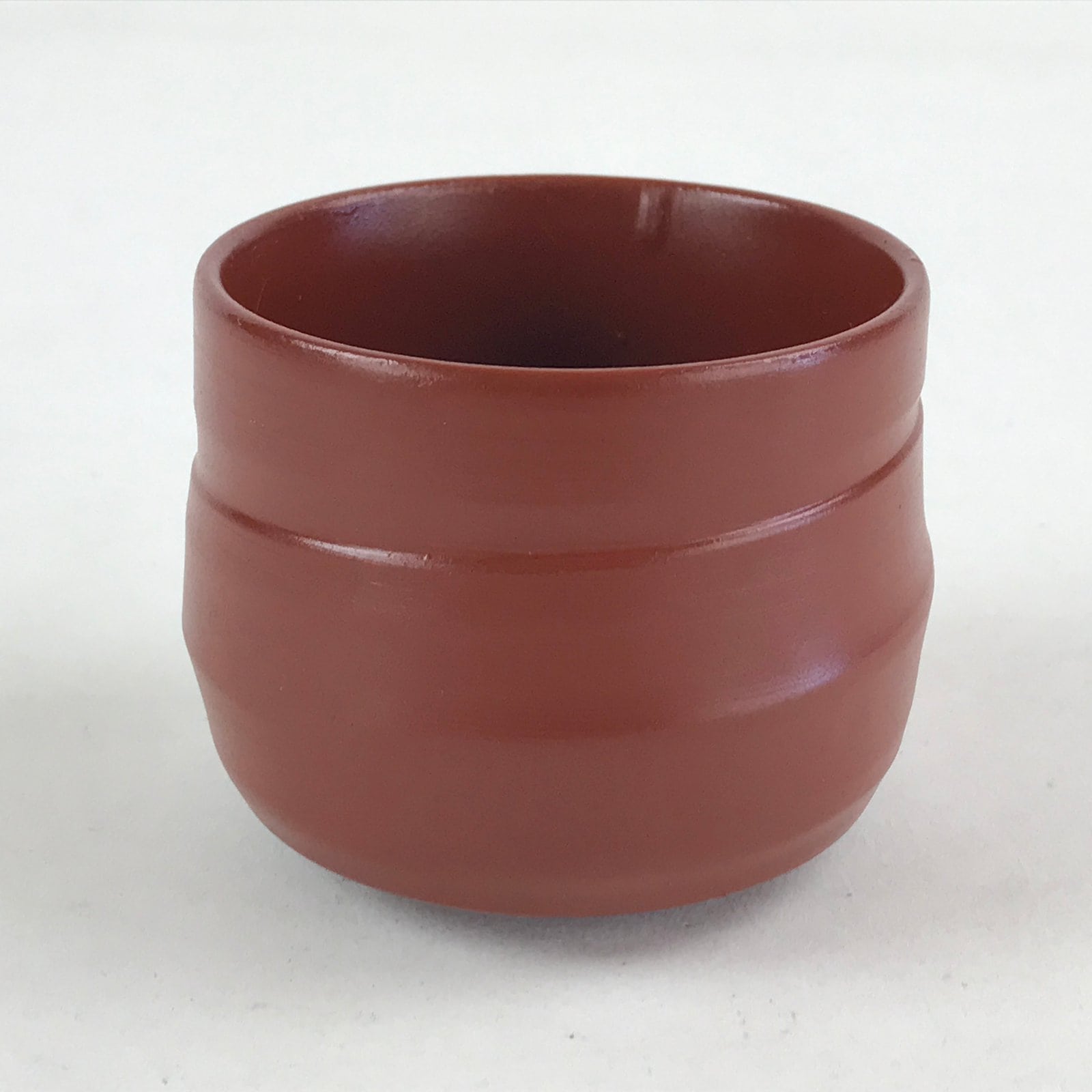 Japanese Tokoname Ware Ceramic Teacup Vtg Pottery Yunomi Brown Lines TC378
