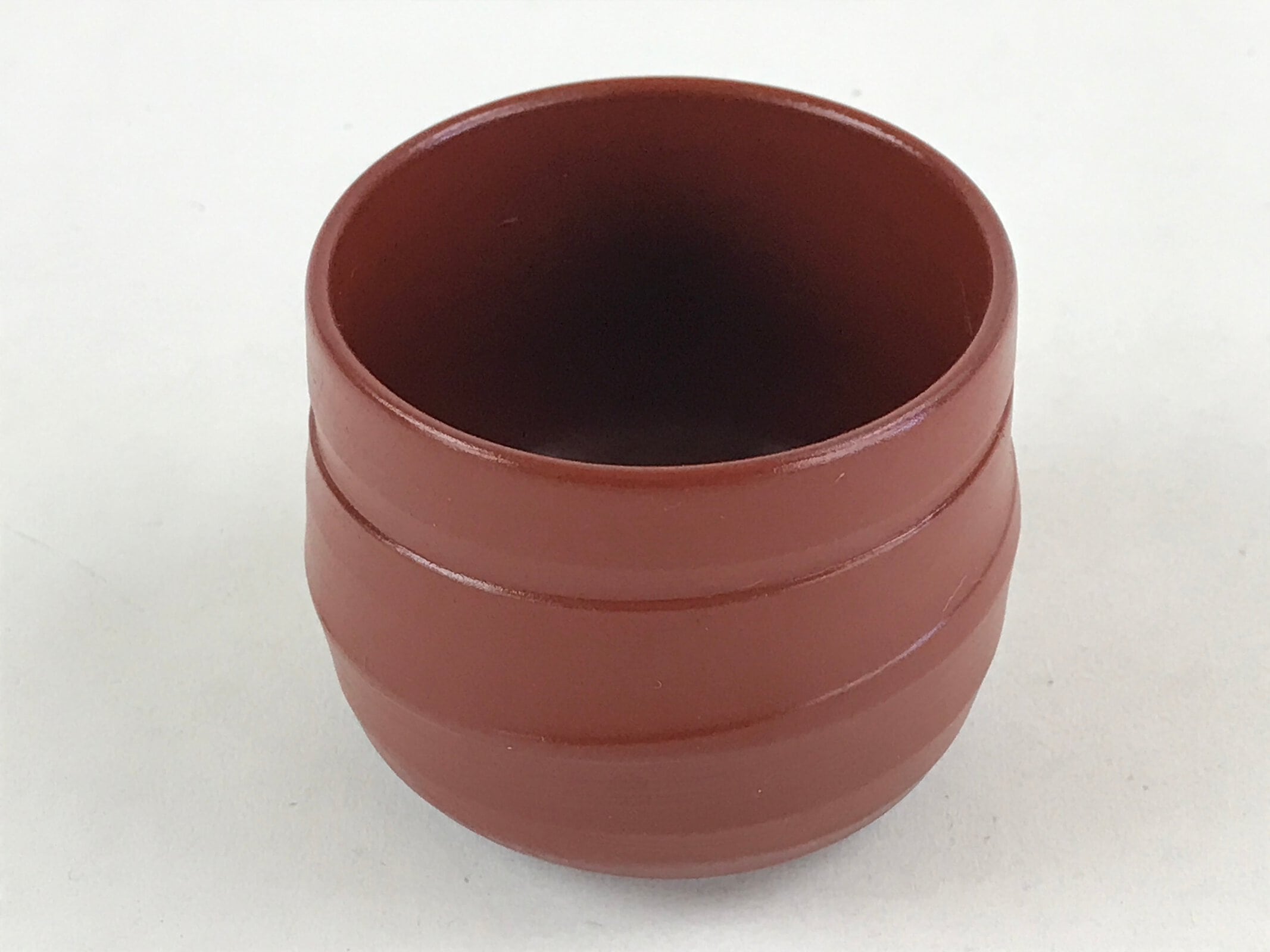 Japanese Tokoname Ware Ceramic Teacup Vtg Pottery Yunomi Brown Lines TC379