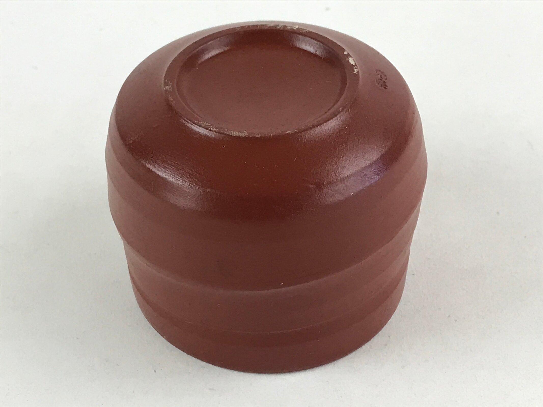 Japanese Tokoname Ware Ceramic Teacup Vtg Pottery Yunomi Brown Lines TC379