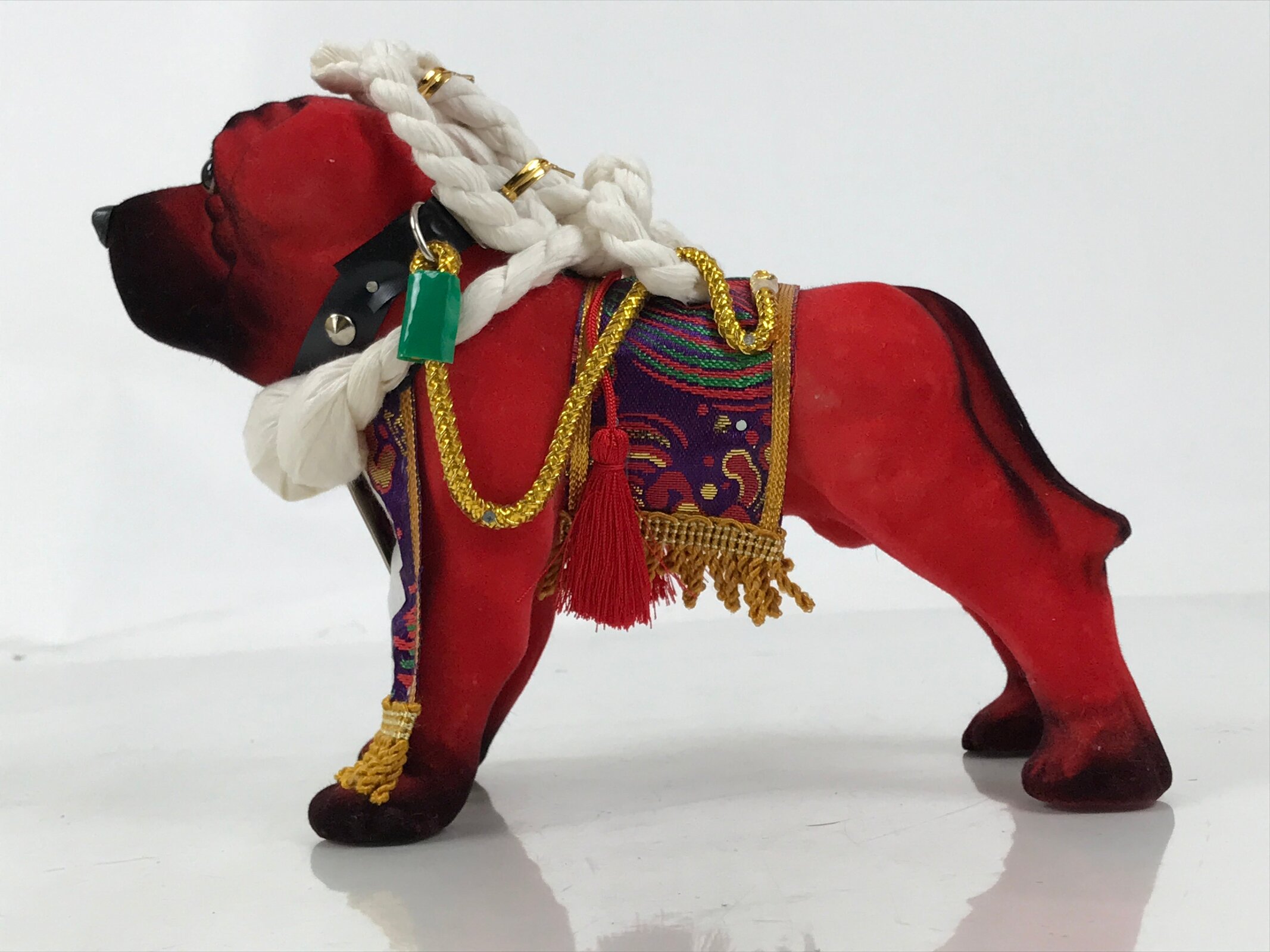 Japanese Tosa Fighting Dog Doll Statue Vtg Token Red Yokoduna Gold White PX791