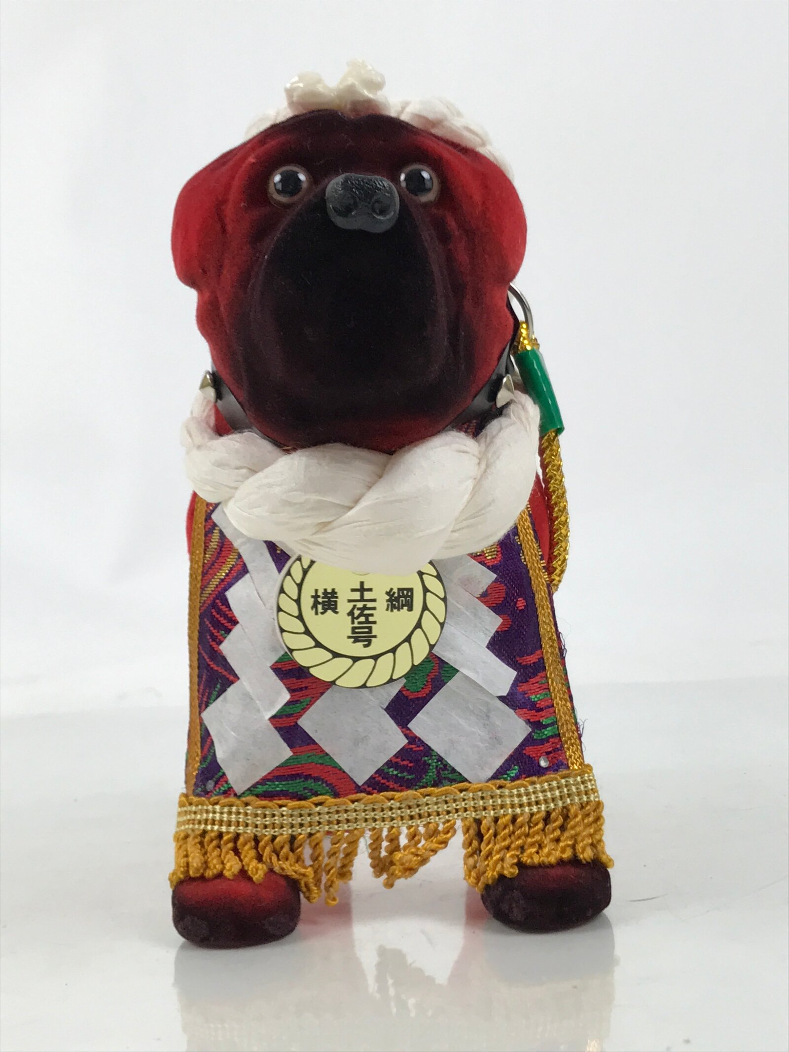 Japanese Tosa Fighting Dog Doll Statue Vtg Token Red Yokoduna Gold White PX791