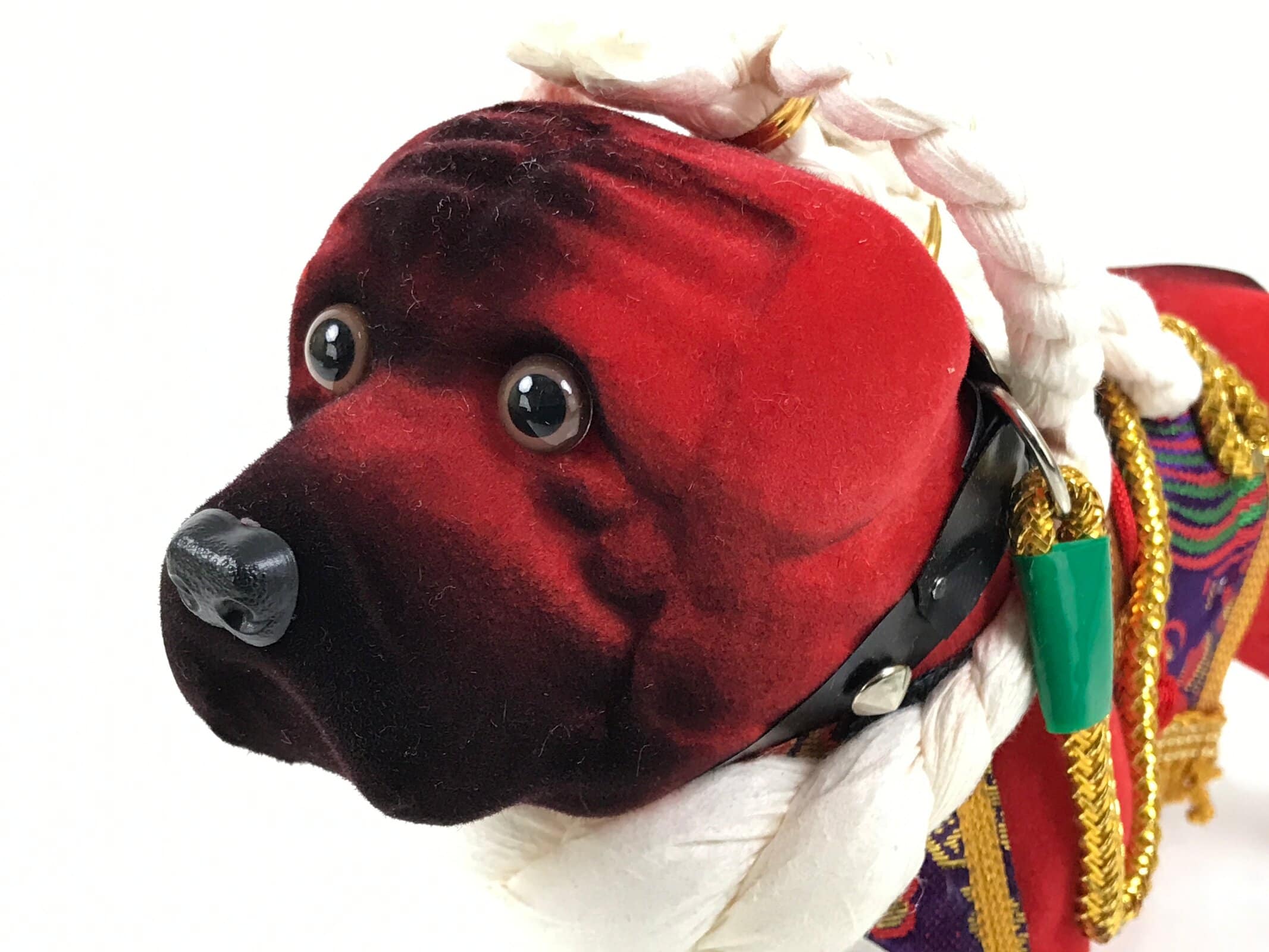 Japanese Tosa Fighting Dog Doll Statue Vtg Token Red Yokoduna Gold White PX791