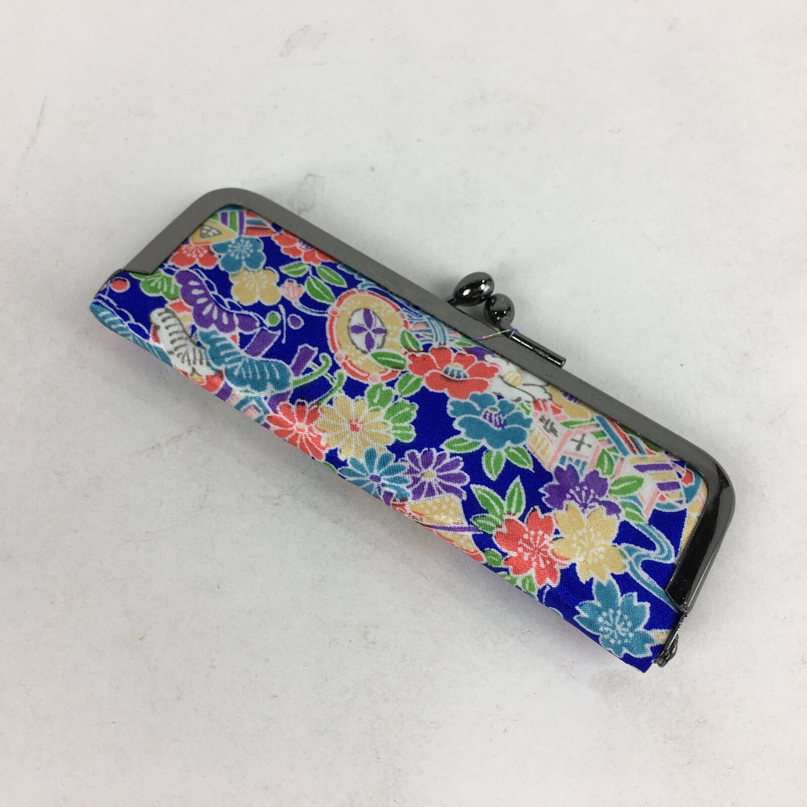 Japanese Traditional Craft Signature Stamp Case Vtg With Clasp Blue KB53