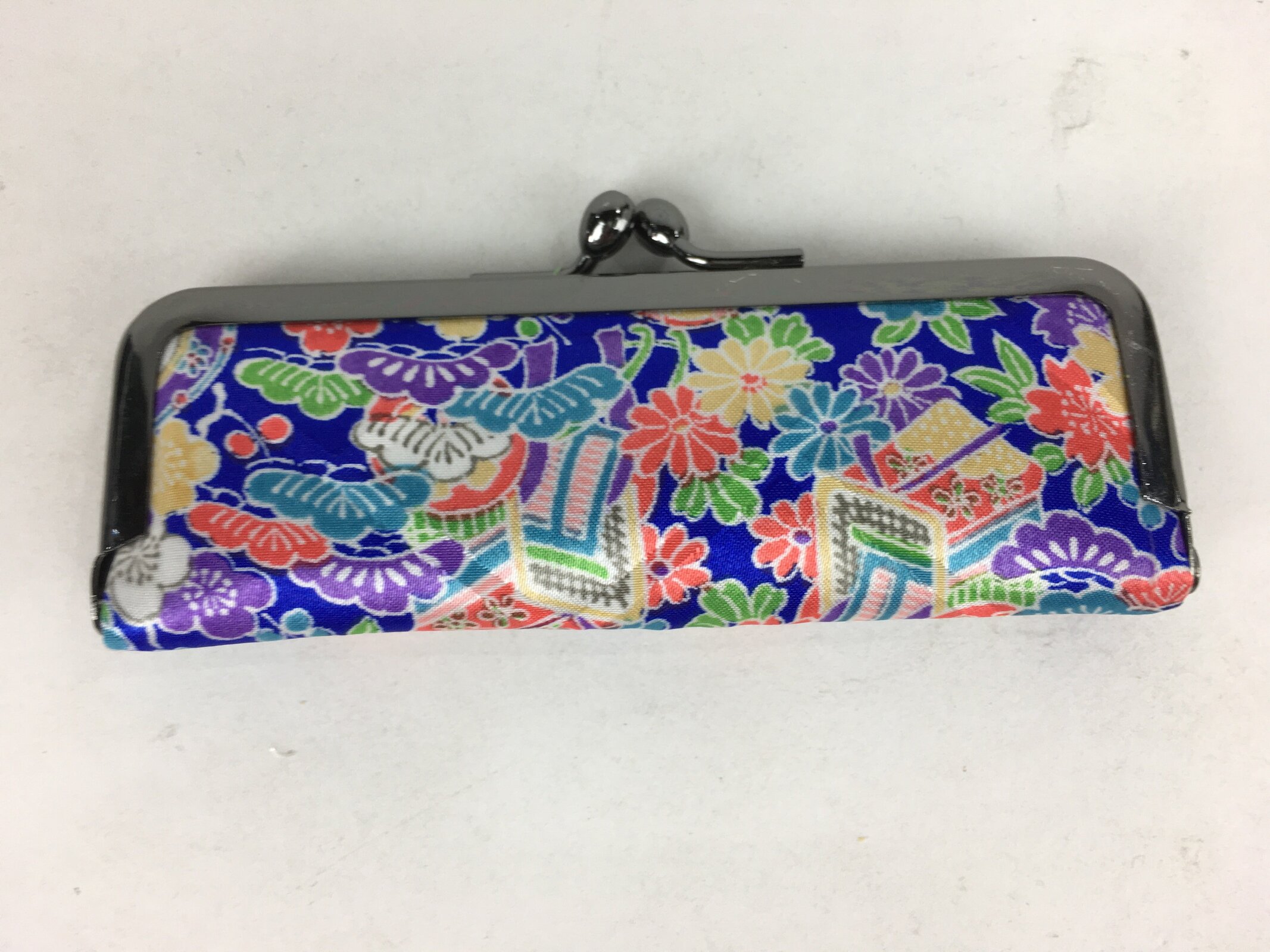 Japanese Traditional Craft Signature Stamp Case Vtg With Clasp Blue KB53