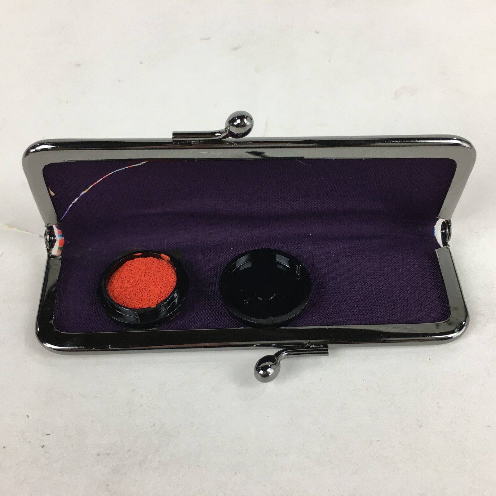 Japanese Traditional Craft Signature Stamp Case Vtg With Clasp Red KB51