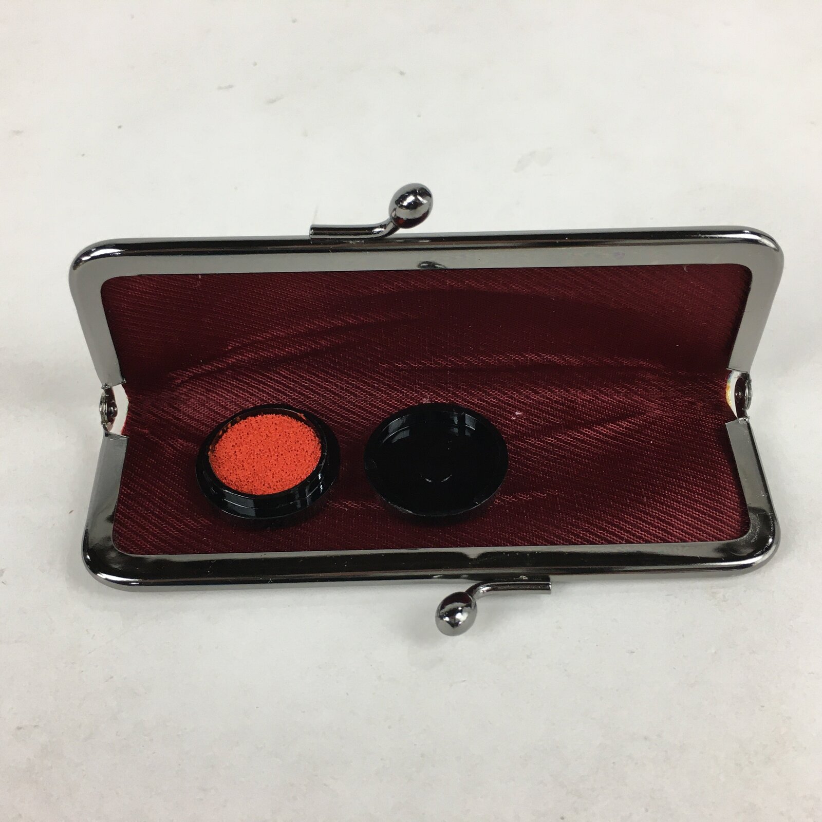 Japanese Traditional Craft Signature Stamp Case Vtg With Clasp Red KB52