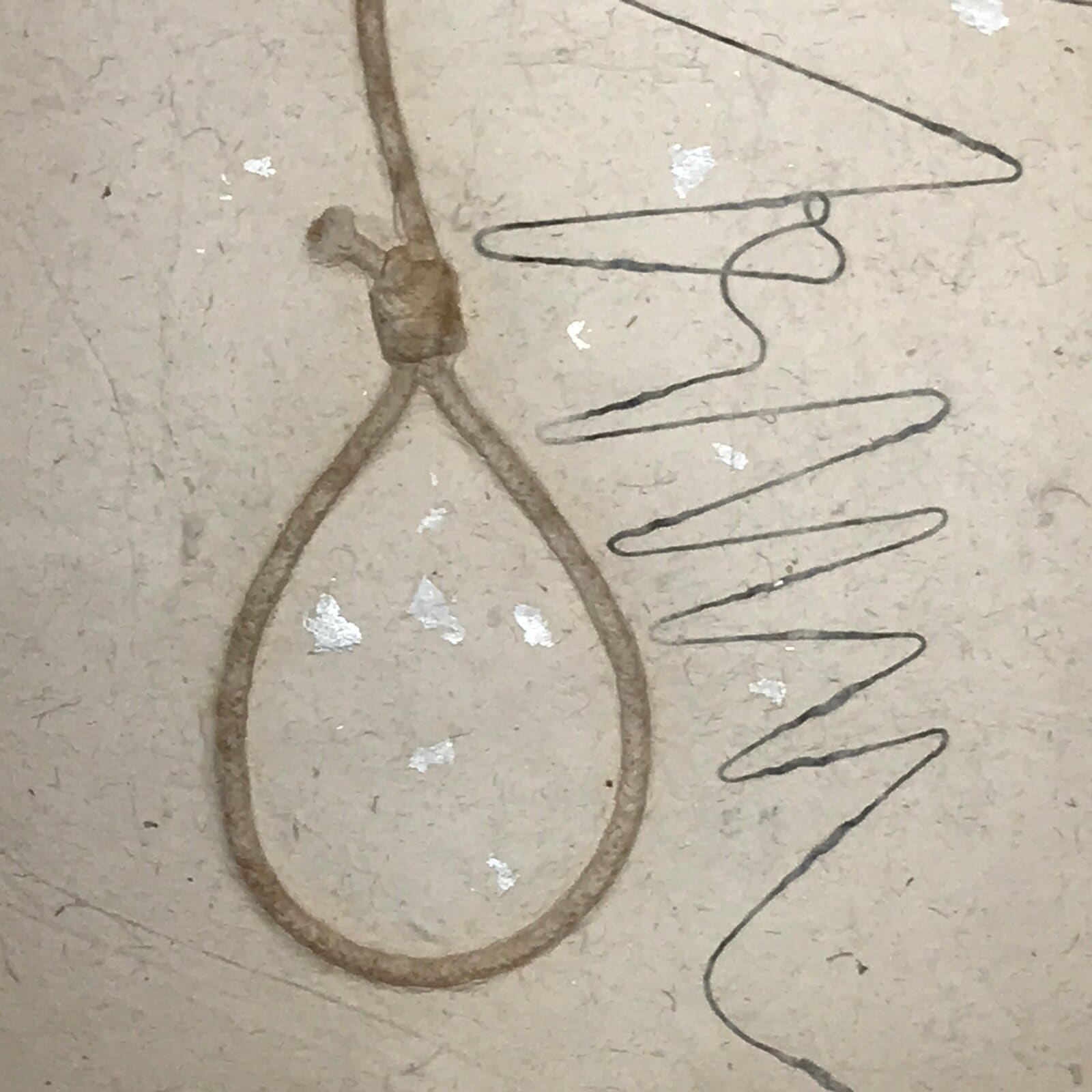 Japanese Traditional Handmade Washi Paper Display Art Vtg Rope Noose Beige FL290