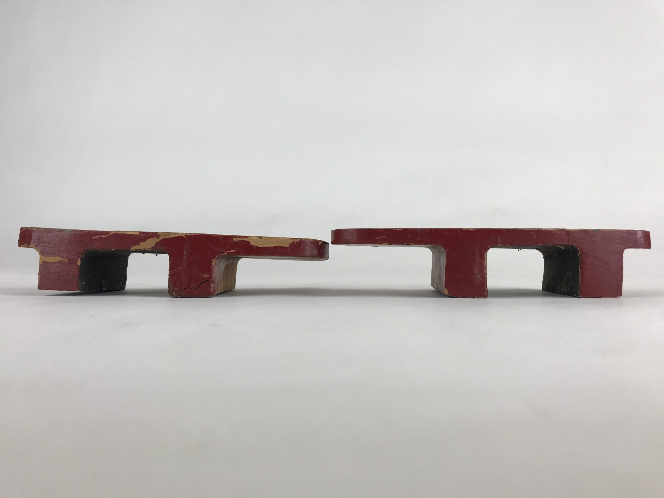 Japanese Traditonal Sandals Geta Wooden Lacquered Clogs Red Pink Flower JK504