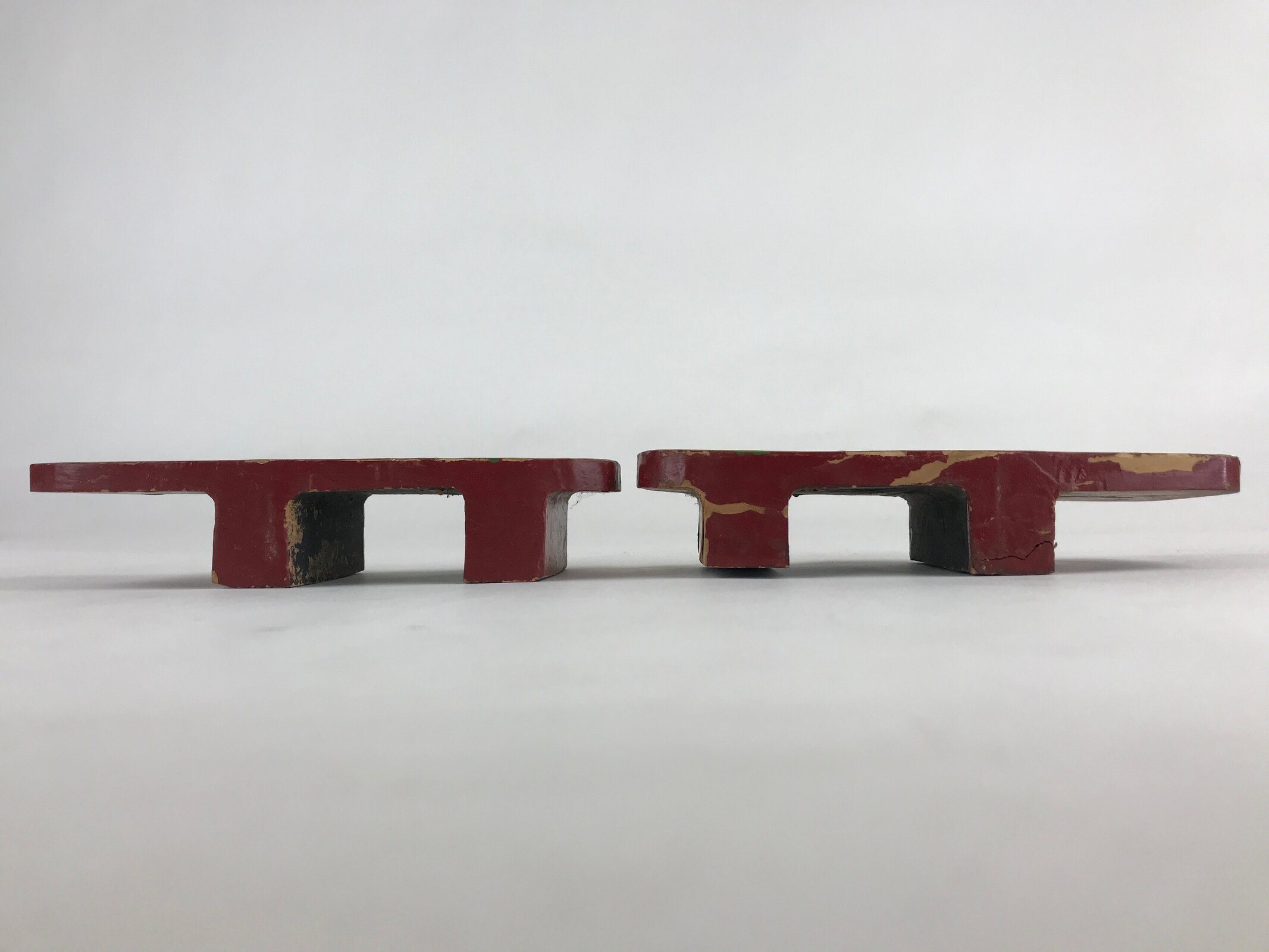 Japanese Traditonal Sandals Geta Wooden Lacquered Clogs Red Pink Flower JK504