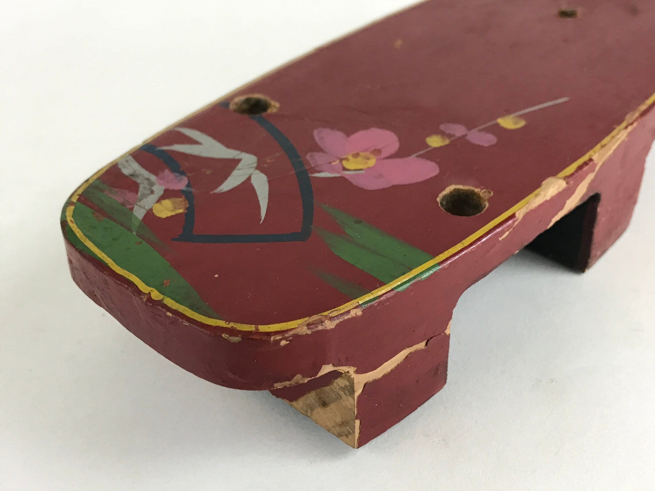 Japanese Traditonal Sandals Geta Wooden Lacquered Clogs Red Pink Flower JK504