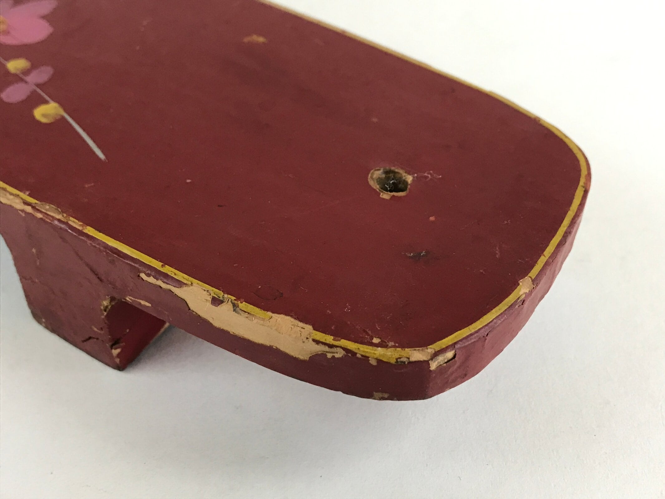 Japanese Traditonal Sandals Geta Wooden Lacquered Clogs Red Pink Flower JK504