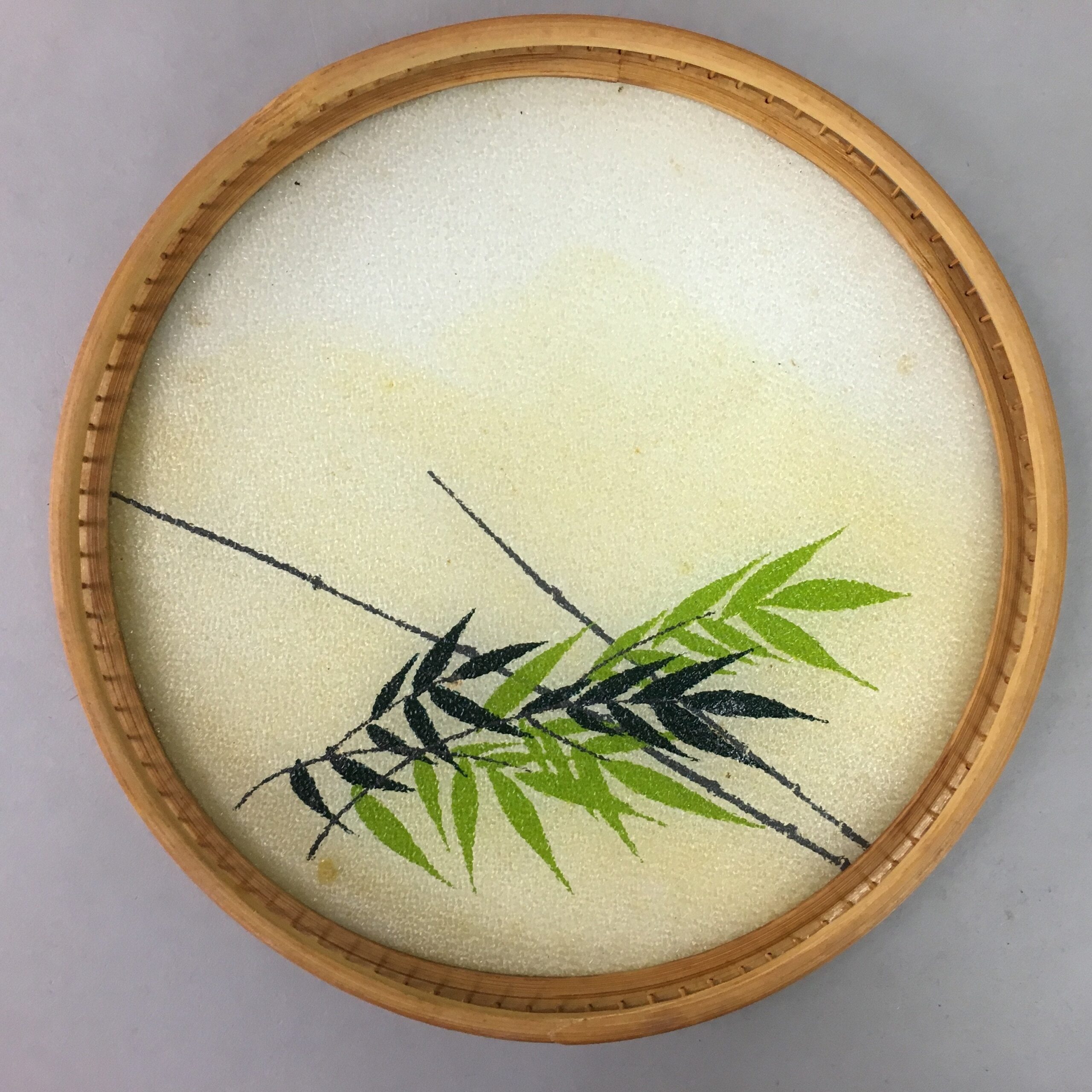 Japanese Tray Coaster Set Vtg Obon Saucer Plate Bamboo Glass Round UR301