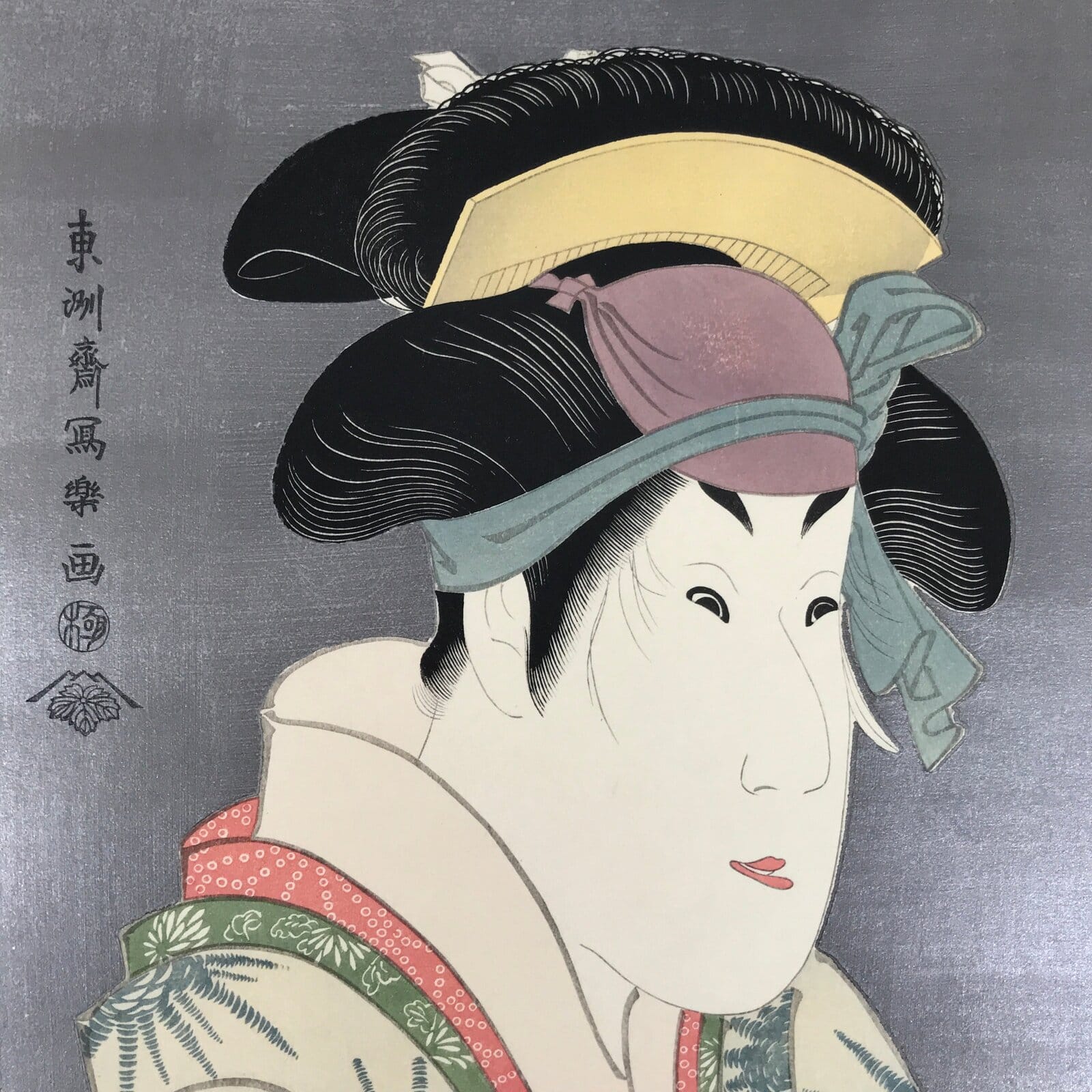 Japanese Ukiyoe Toshusai Sharaku Kabuki Actor Portrait Woodblock Print FL446