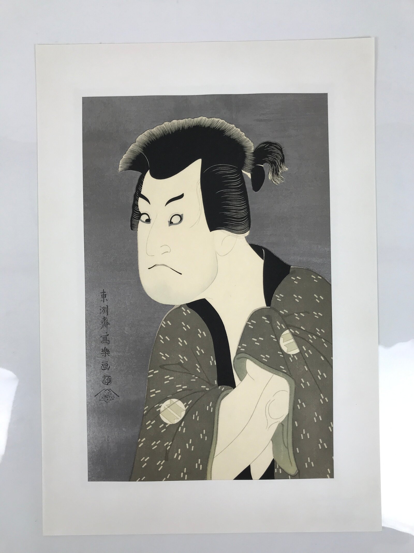 Japanese Ukiyoe Toshusai Sharaku Kabuki Actor Portrait Woodblock Print FL448