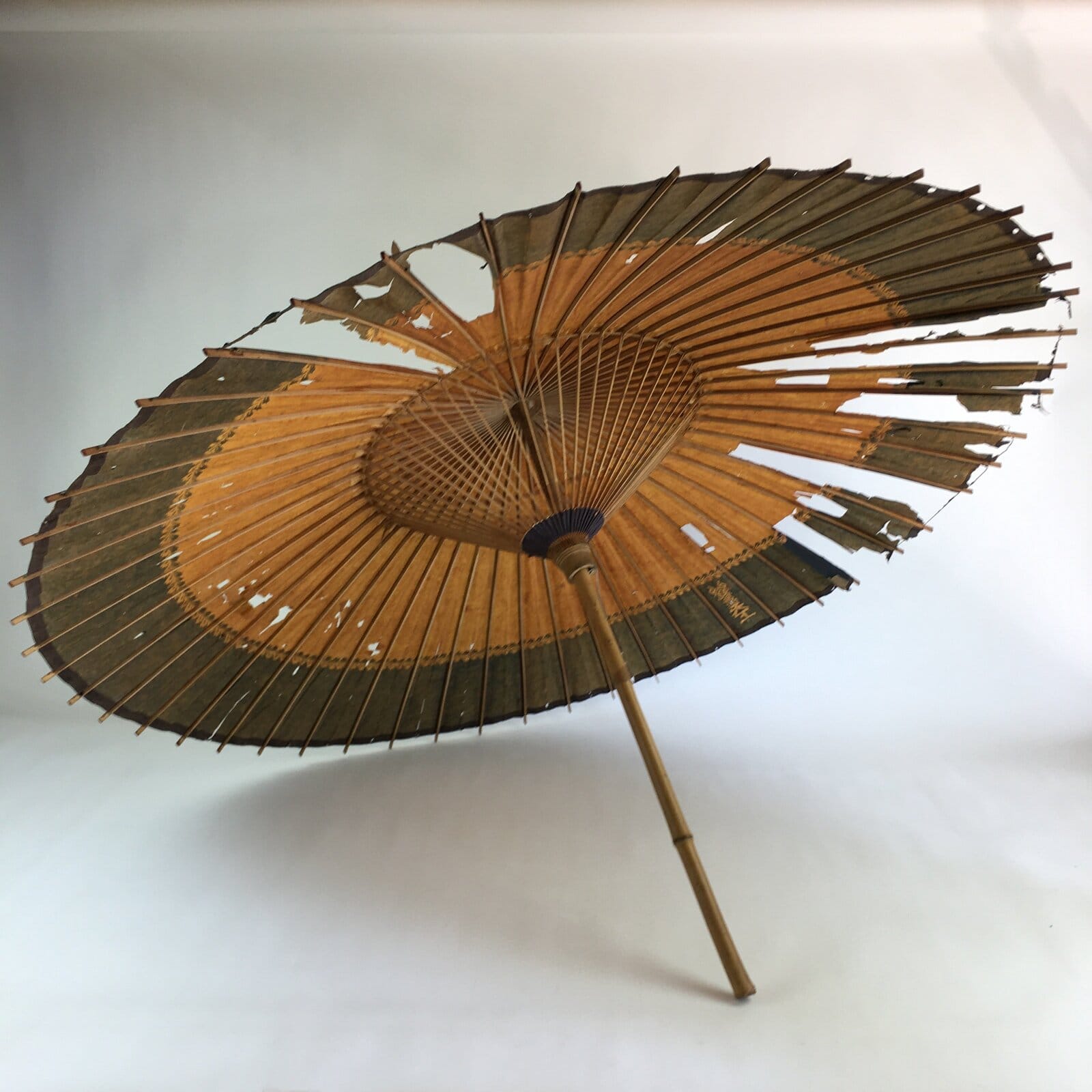 Japanese Umbrella Parasol Wagasa Bangasa Geisha Bamboo Paper Orange JK378