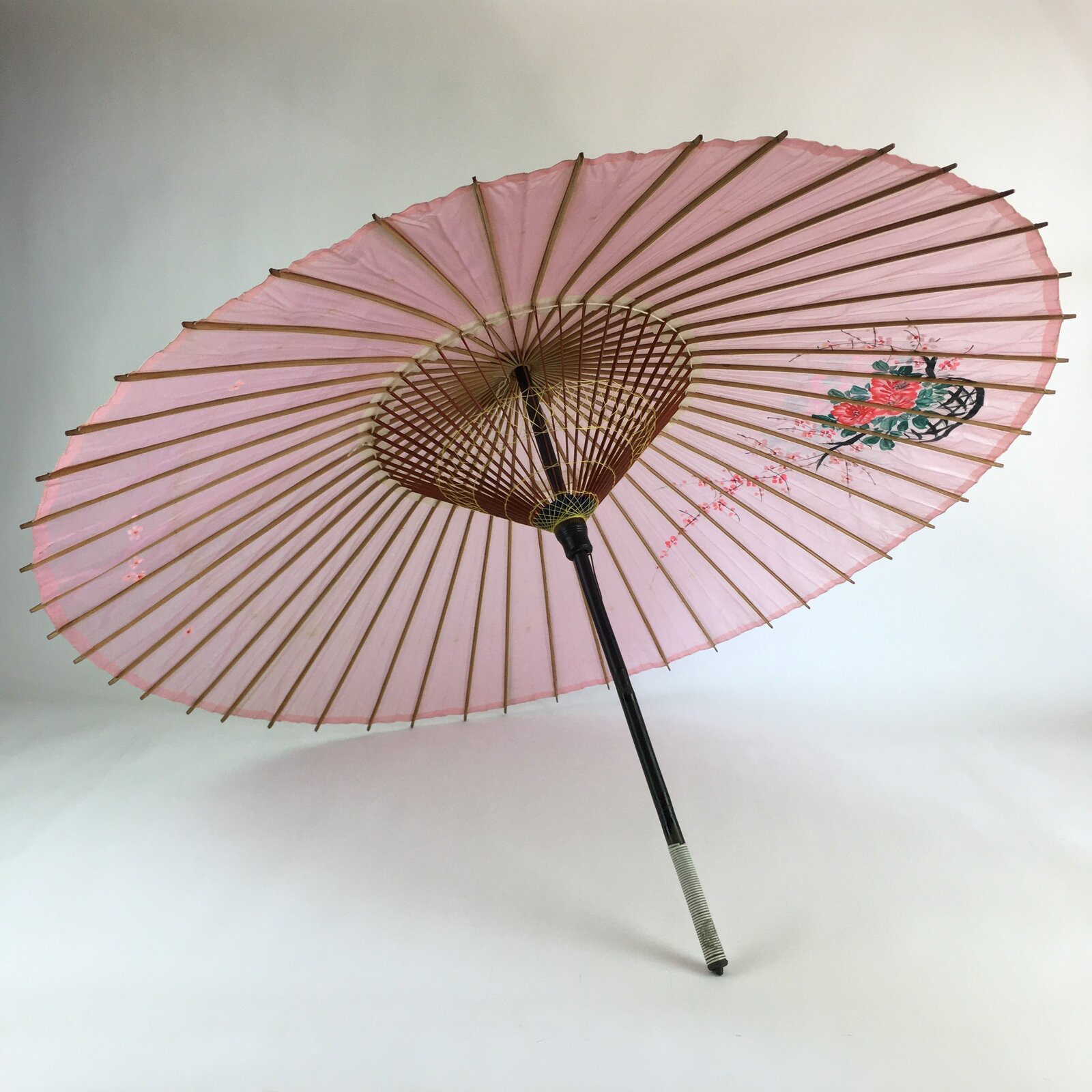 Japanese Umbrella Parasol Wagasa Bangasa Geisha Bamboo Vinyl Pink JK377