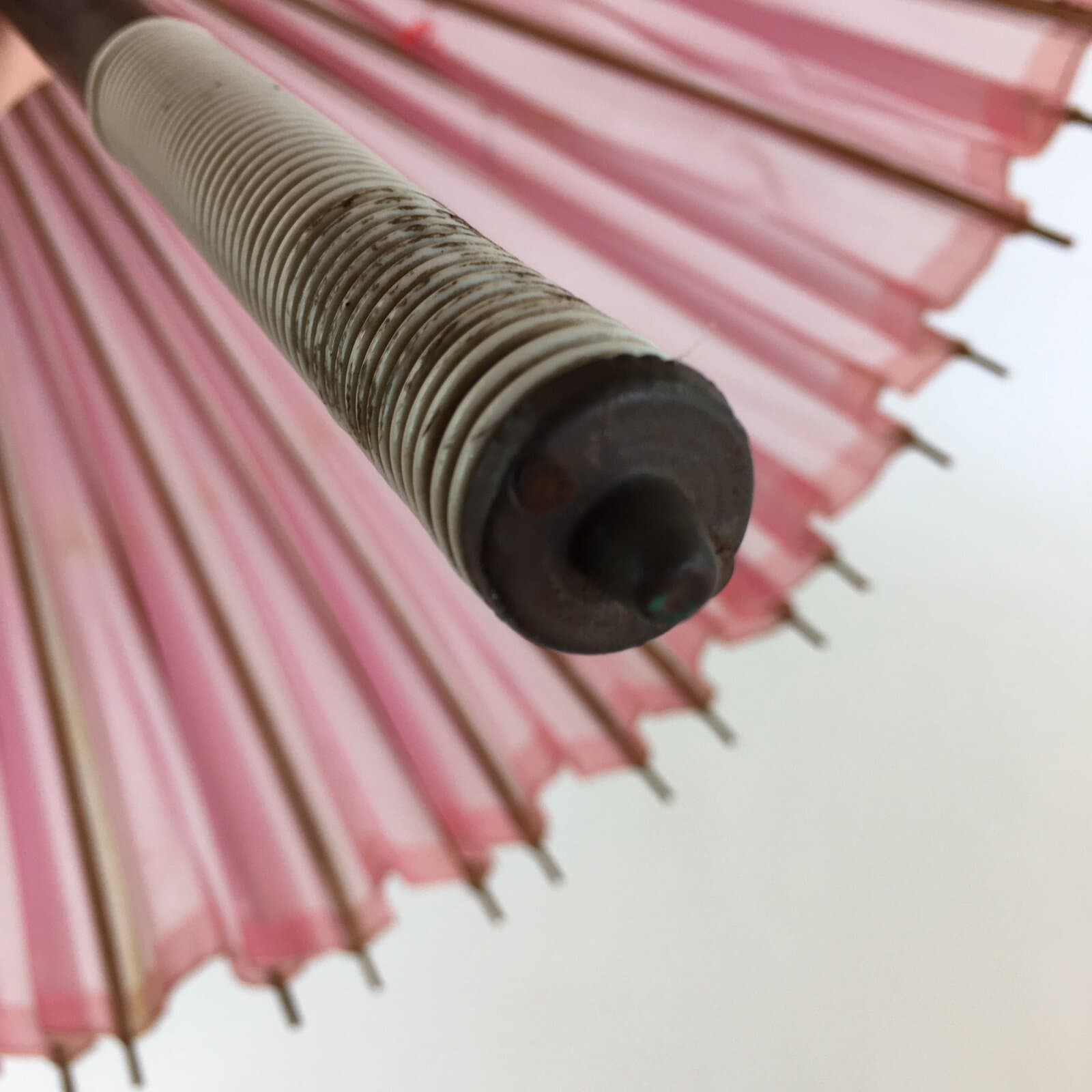 Japanese Umbrella Parasol Wagasa Bangasa Geisha Bamboo Vinyl Pink JK377