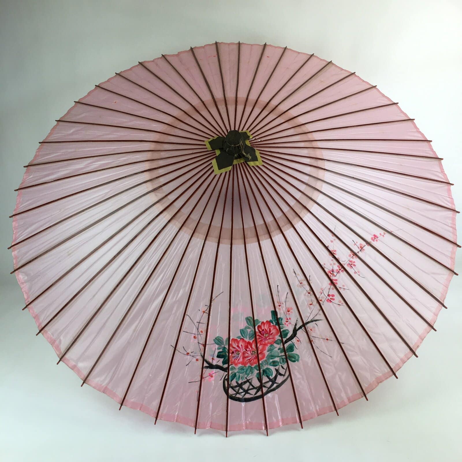 Japanese Umbrella Parasol Wagasa Bangasa Geisha Bamboo Vinyl Pink JK377