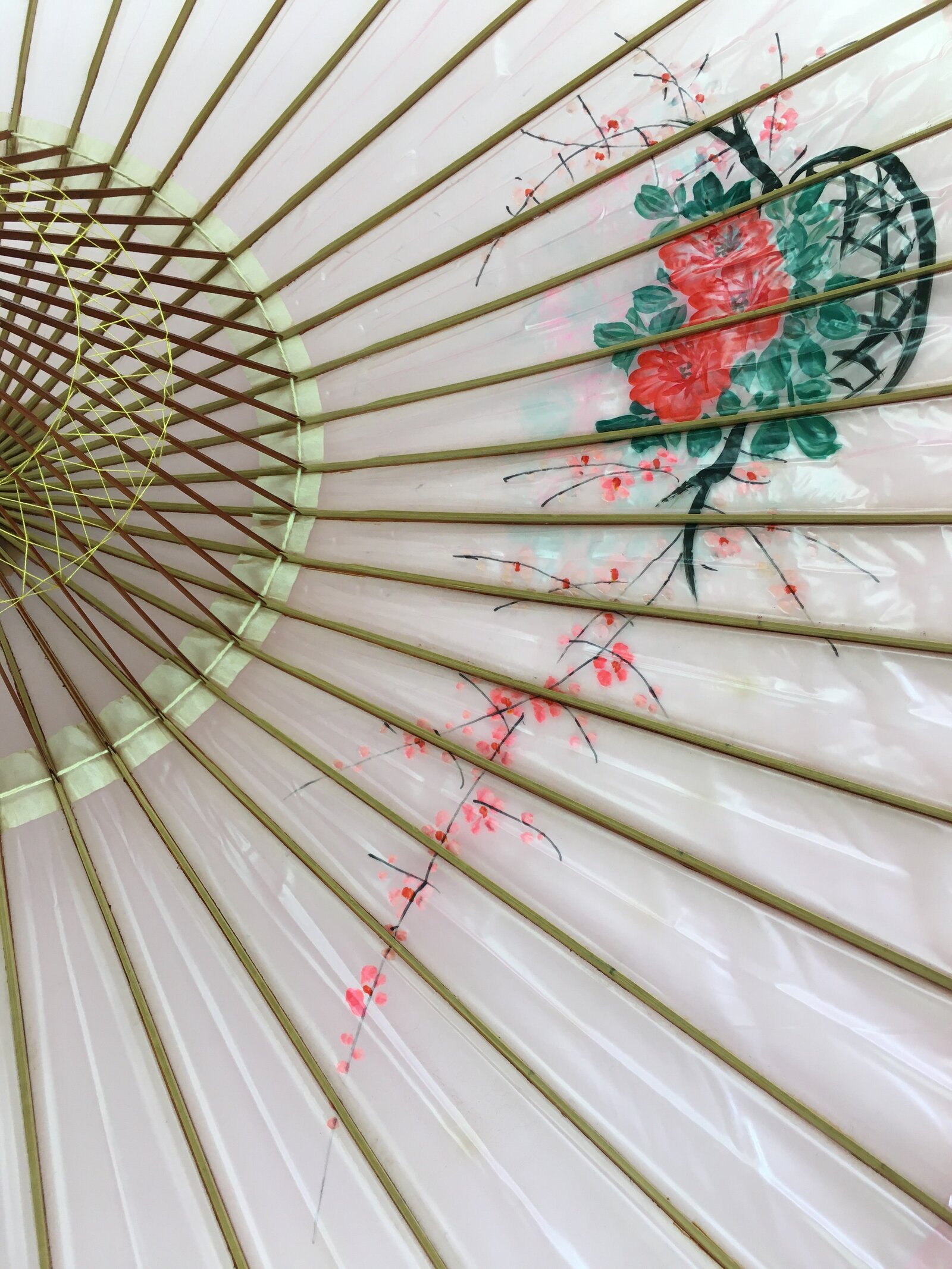 Japanese Umbrella Parasol Wagasa Bangasa Geisha Bamboo Vinyl Pink JK377