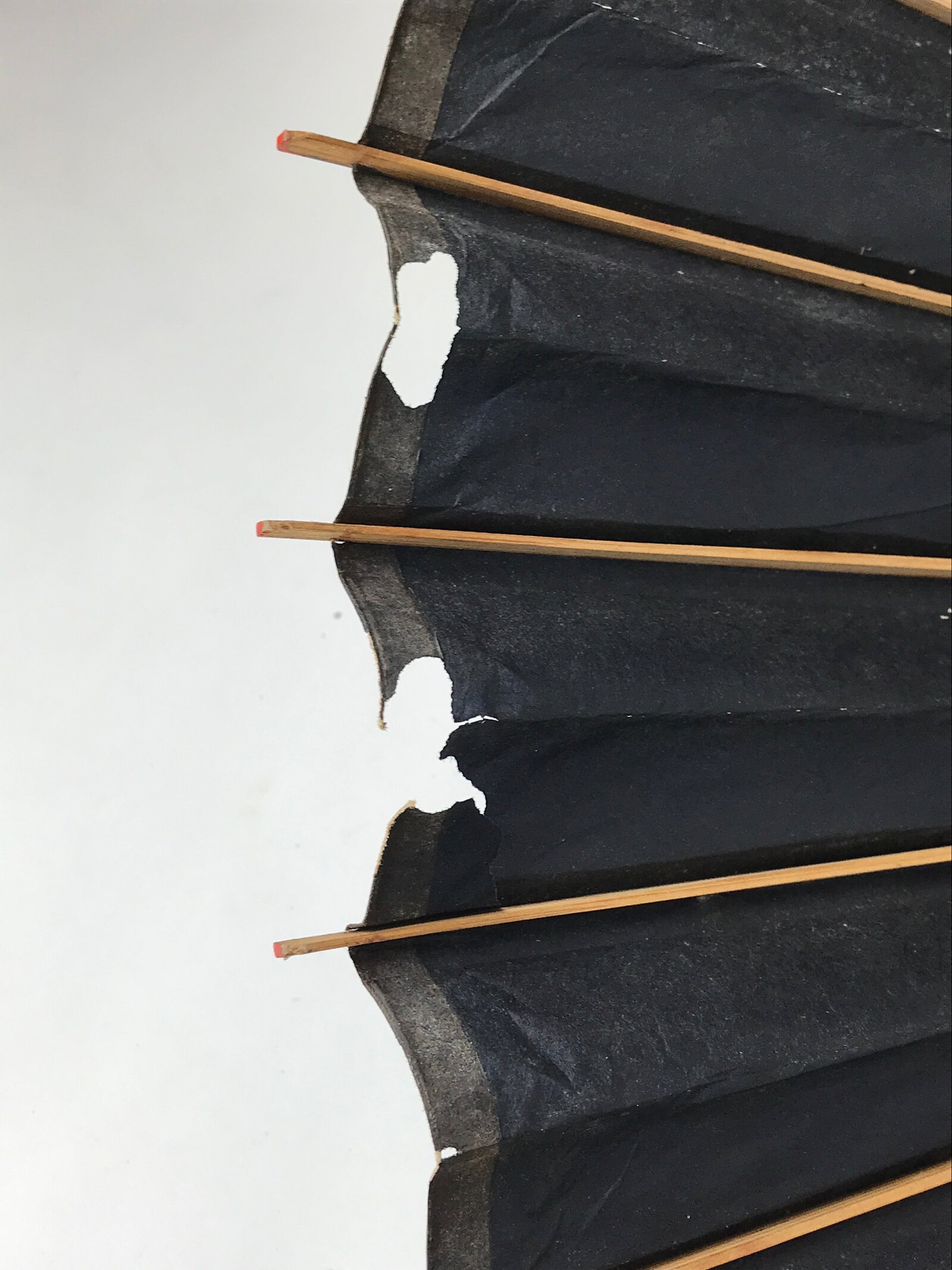 Japanese Umbrella Parasol Wagasa Vtg Paper Bangasa Geisha Black Brown JK629