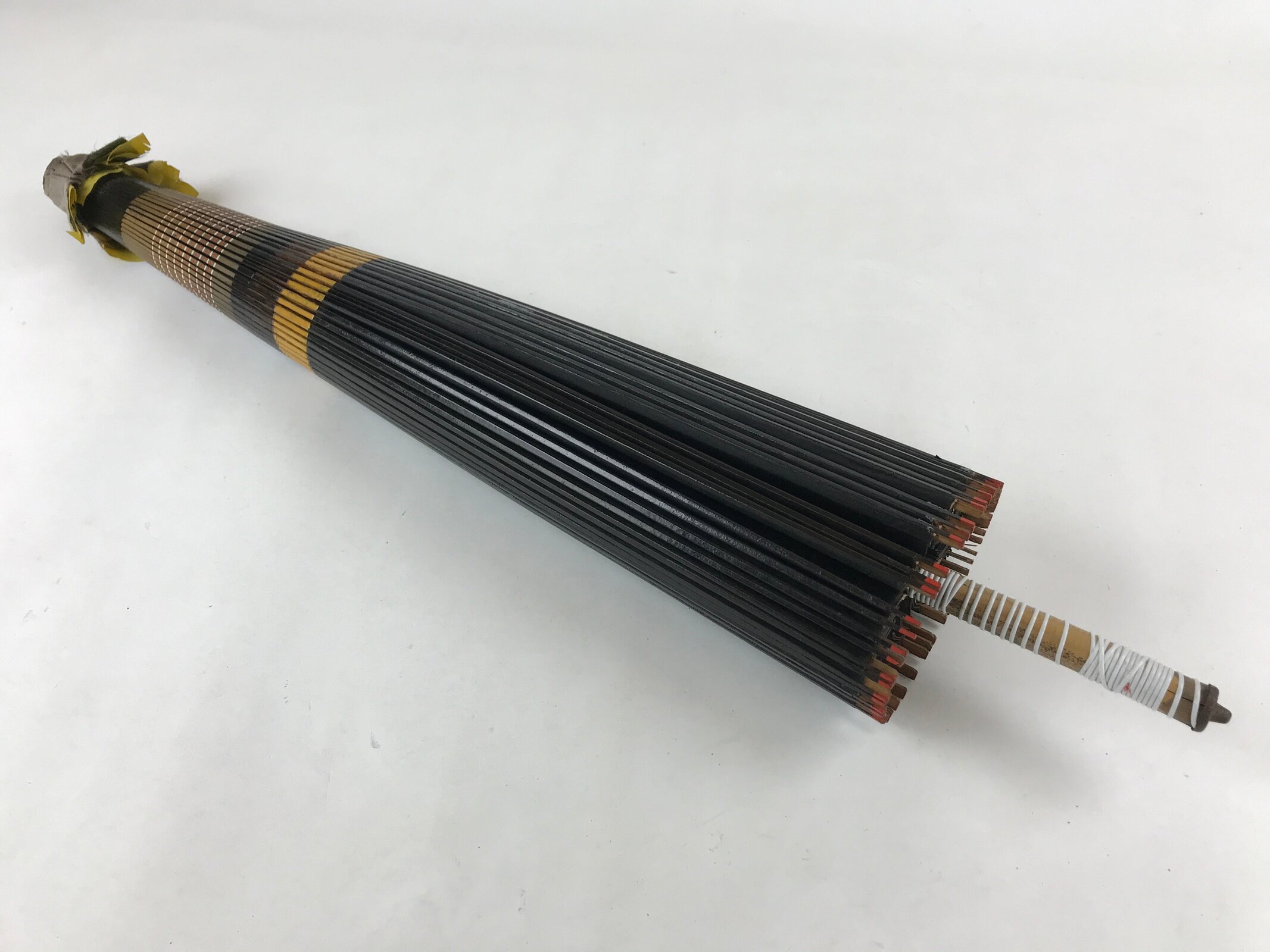 Japanese Umbrella Parasol Wagasa Vtg Paper Bangasa Geisha Black Brown JK629