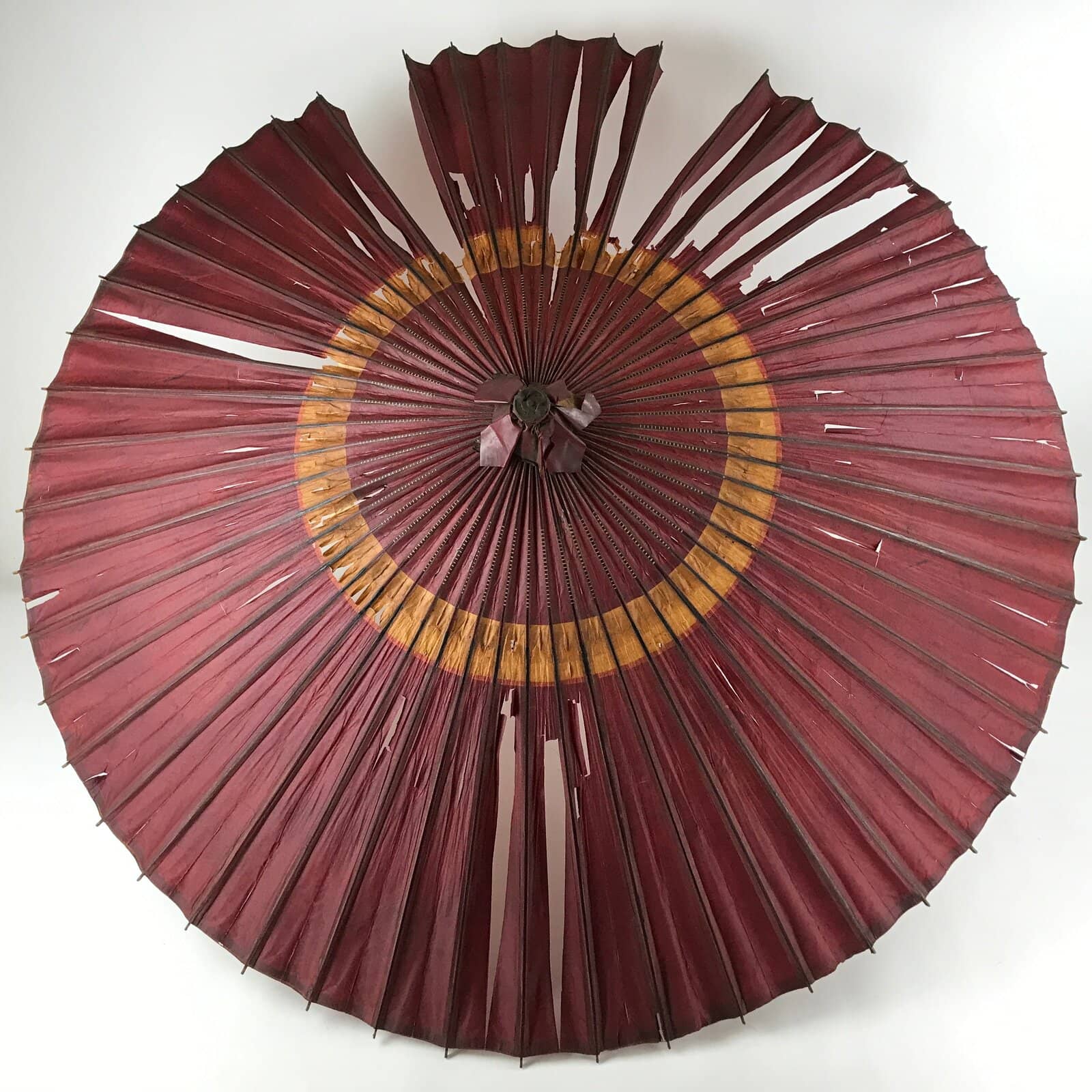 Japanese Umbrella Parasol Wagasa Vtg Paper Bangasa Geisha Burgundy Red JK628