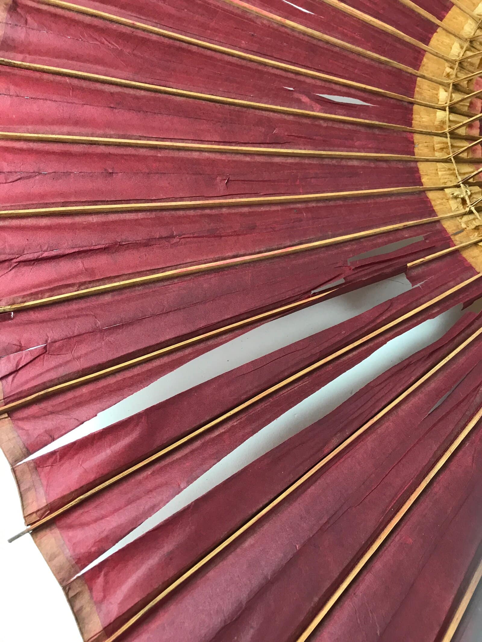 Japanese Umbrella Parasol Wagasa Vtg Paper Bangasa Geisha Burgundy Red JK628