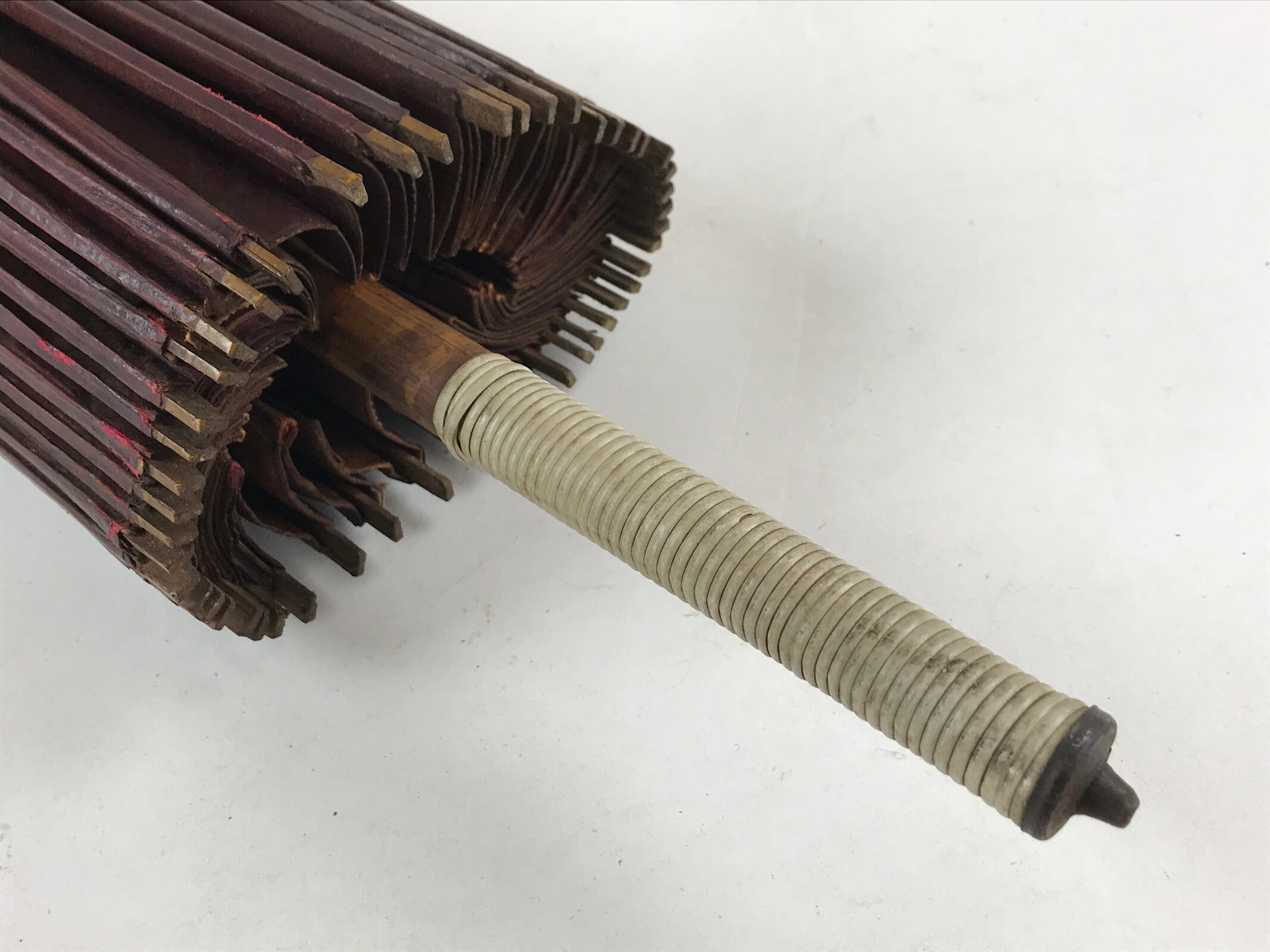 Japanese Umbrella Parasol Wagasa Vtg Paper Bangasa Geisha Burgundy Red JK628