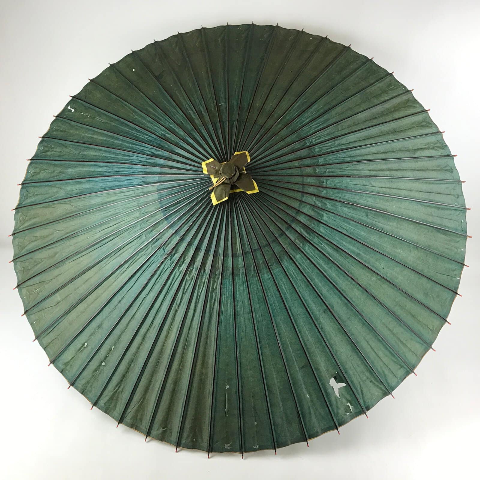 Japanese Umbrella Parasol Wagasa Vtg Paper Bangasa Geisha Dark Green JK627