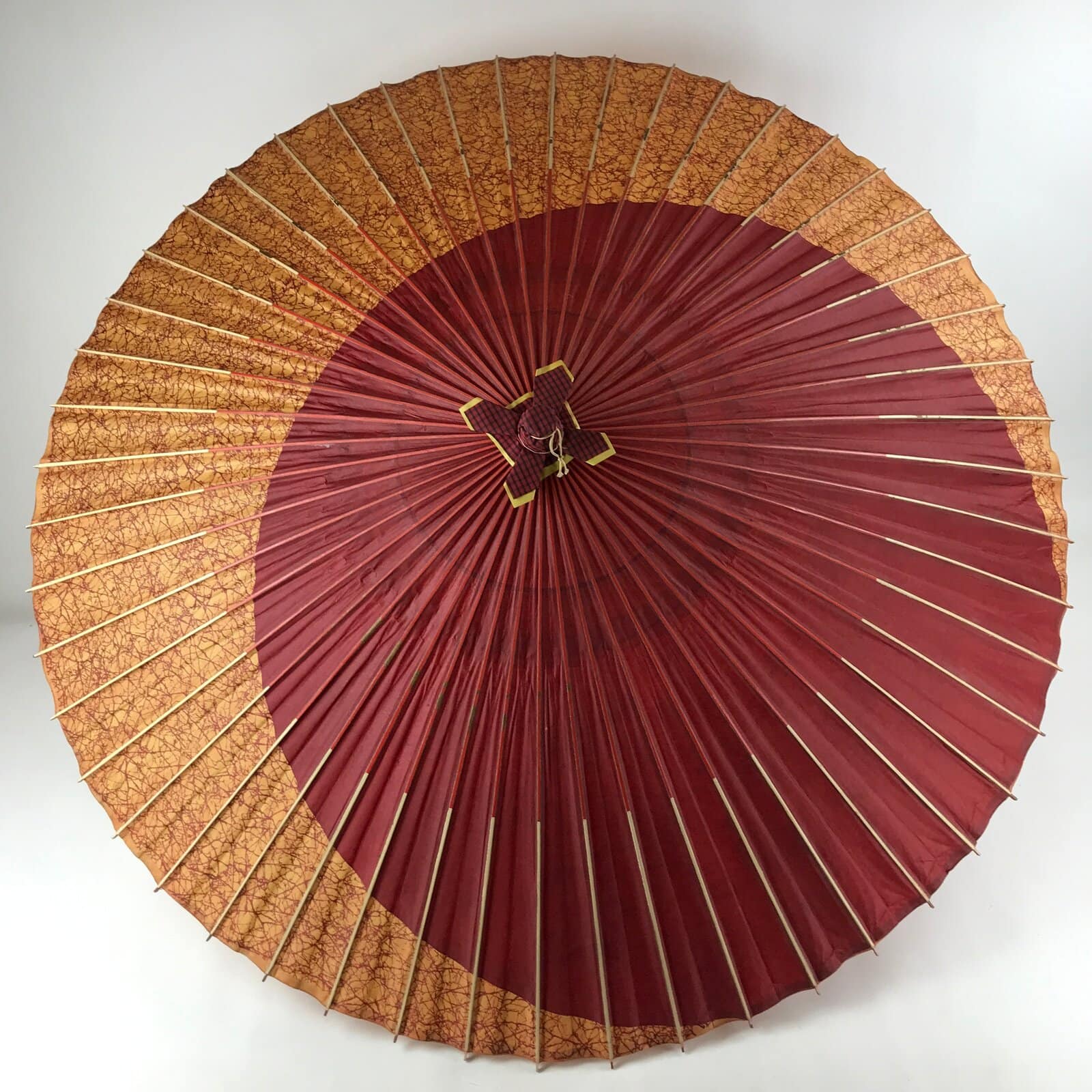 Japanese Umbrella Parasol Wagasa Vtg Paper Bangasa Geisha Red Gold JK630