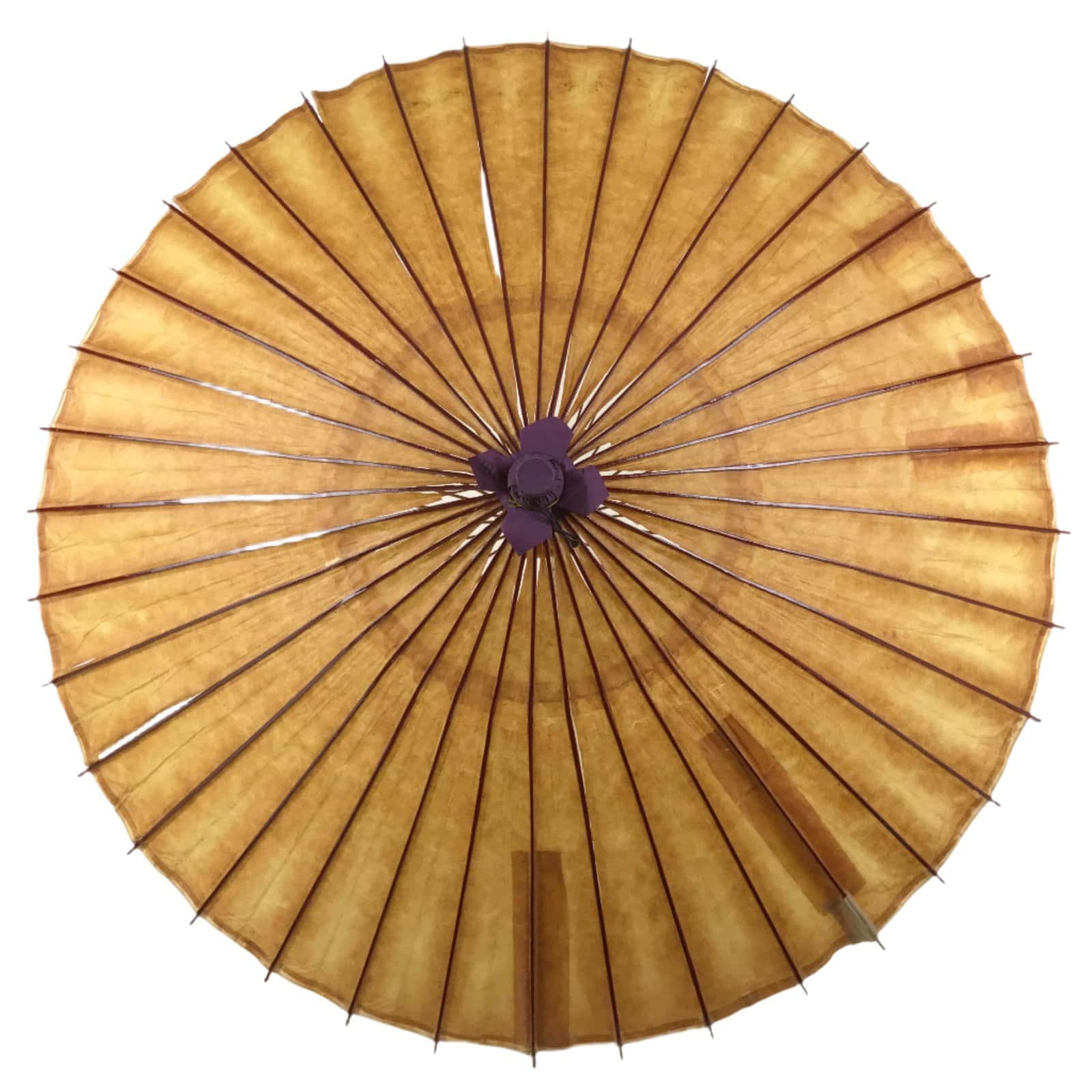 Japanese Umbrella Parasol Wagasa Vtg Paper Bangasa Geisha Simple Brown JK855