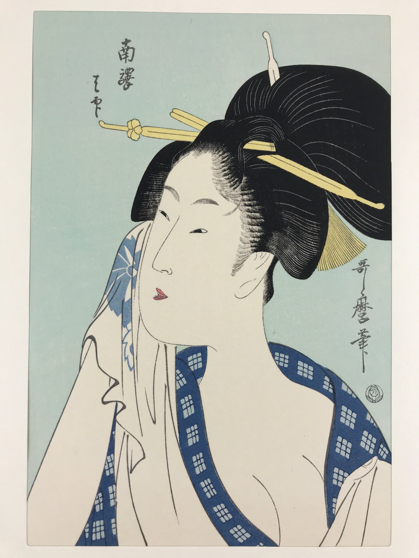 Japanese Utamaro Selection Ukiyoe Woodblock Printing Hanga Lady After Bath FL192